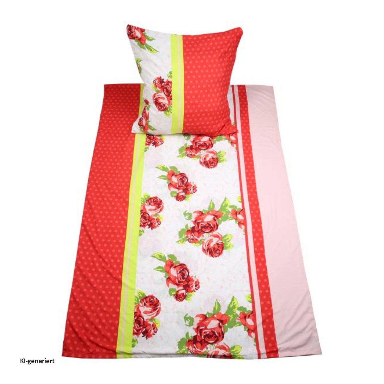 HTI-Living Bettwäsche Bettwäsche 2-teiliges Set 135 x 200 rote Rosen, Polyester, 1 teilig