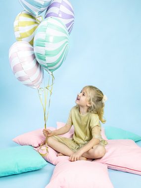 partydeco Luftballon, Folienballon Bonbon rund 35cm weiß rosa