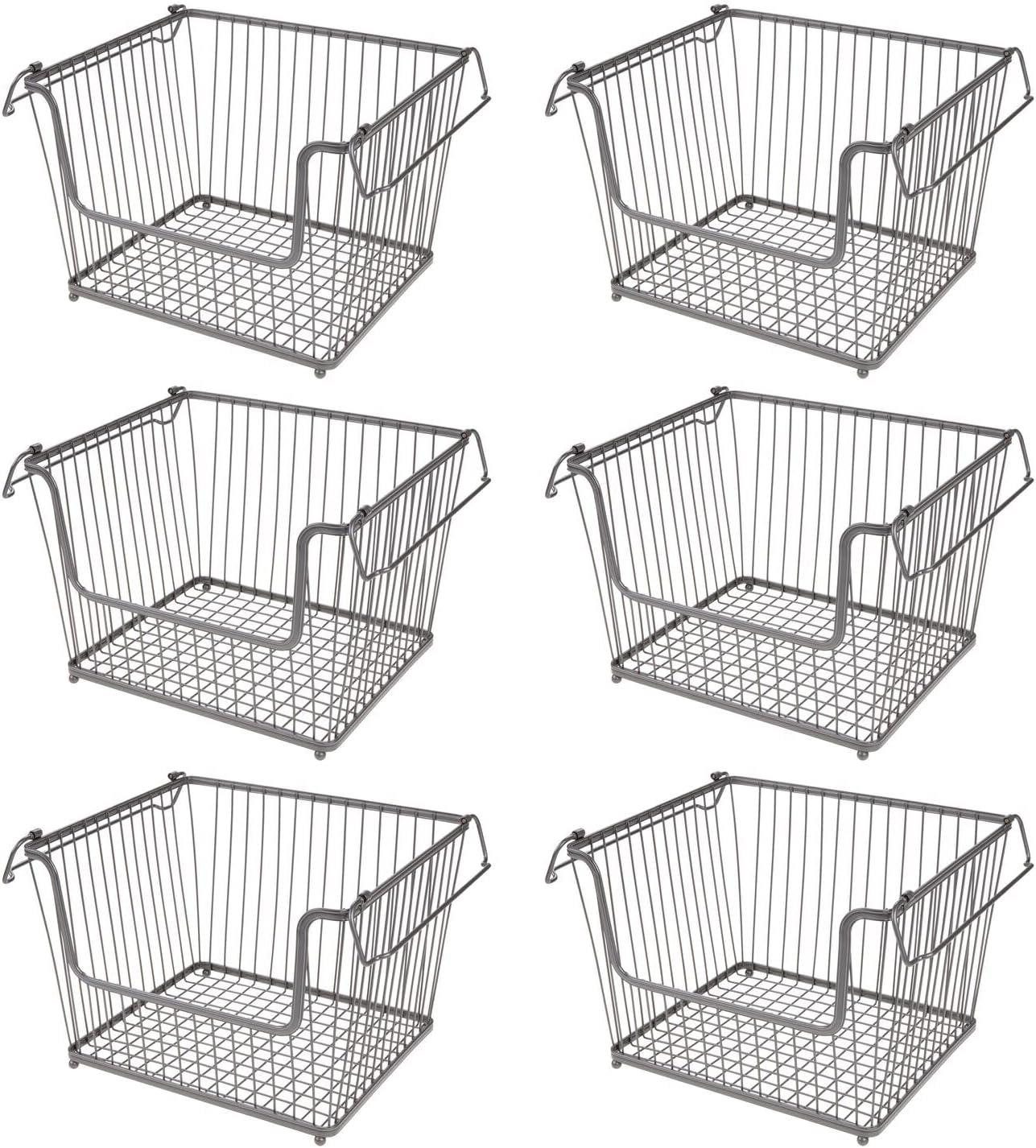 mDesign Aufbewahrungssystem mDesign Ablagebox Gitterbox Aufbewahrungskorb 6er Set Henkel Metall