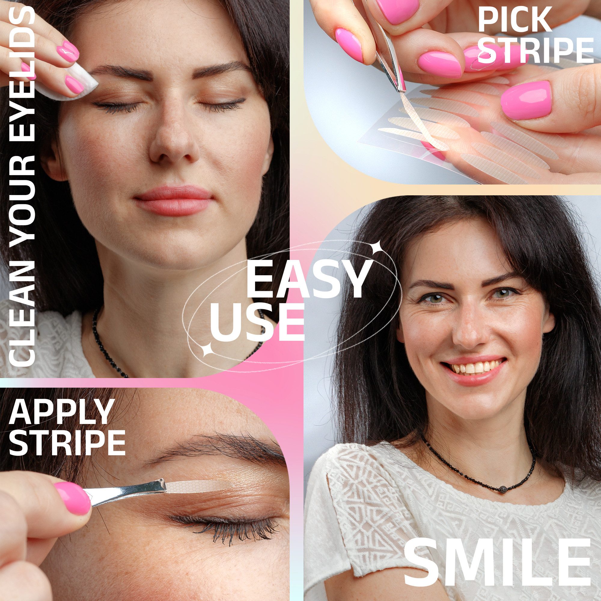 Venicce Love Augenlid-Tape Schlupflider Stripes, Augenlid Stripes, Augenlidstraffung ohne OP Anti-Aging, gegen Schlupflider