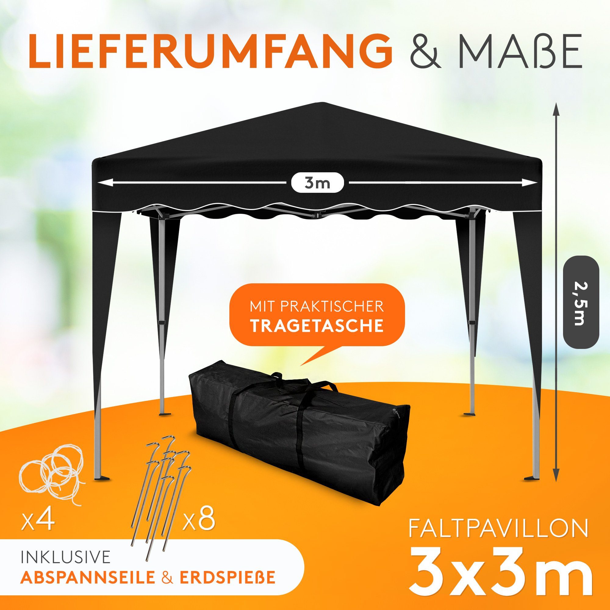 Kronenburg Faltpavillon 3x3 m wasserdicht - günstig online kaufen