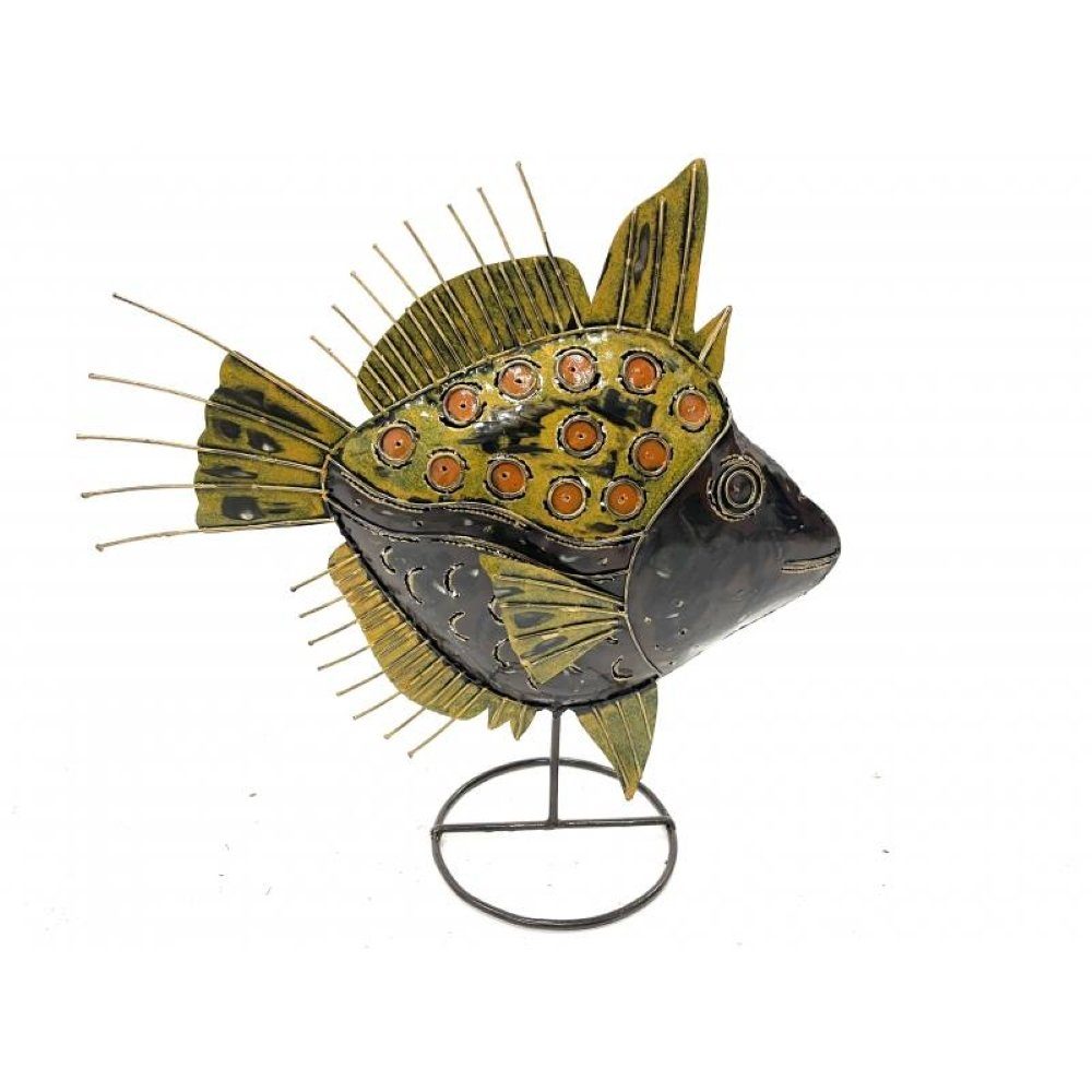 VARIOS Teelichthalter Teelichthalter Fisch Vintage Retro Bunt Maritim Sommer 34 cm, Handarbeit