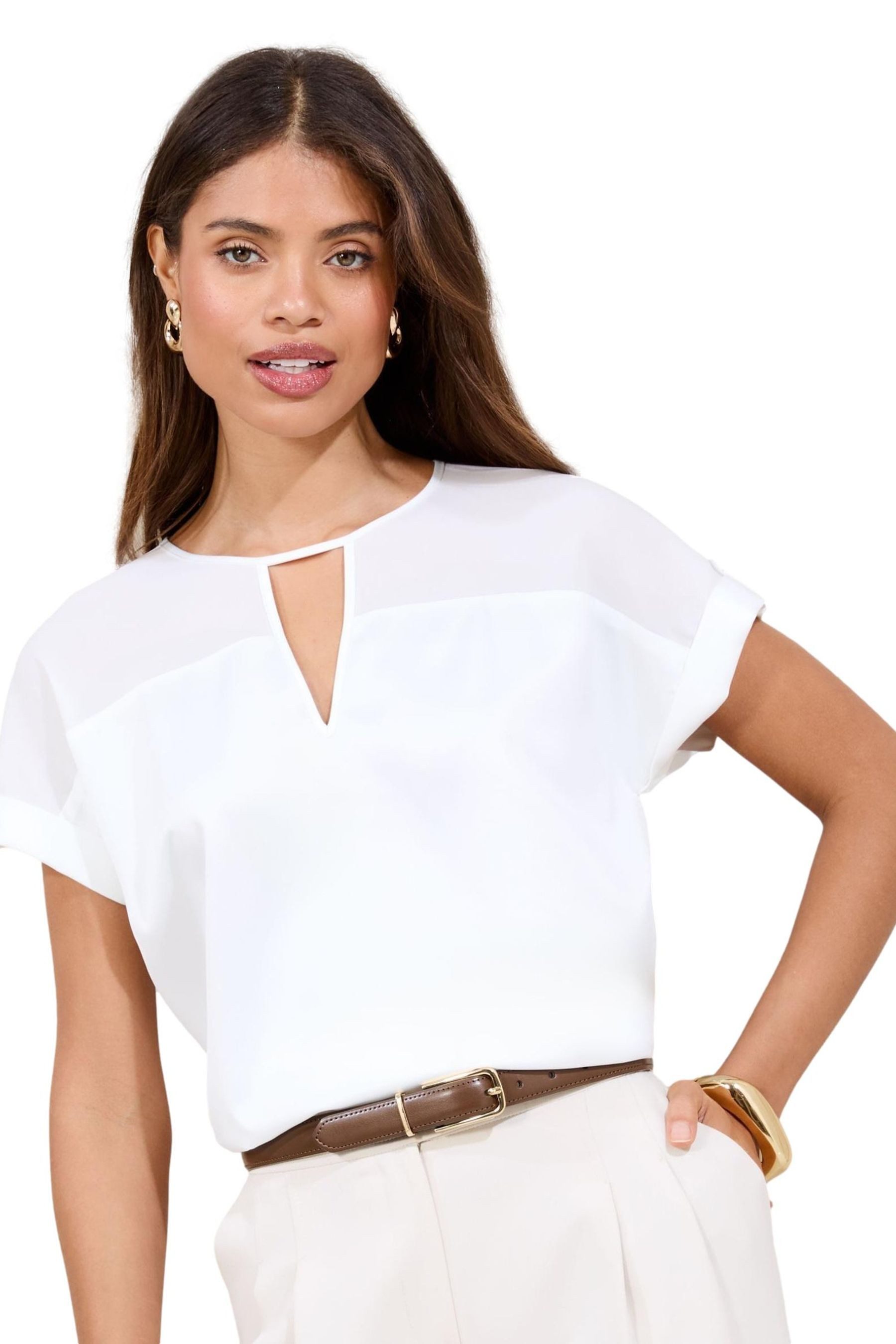 T-Shirt Lipsy T-Shirt aus Satin und Chiffon, Regular