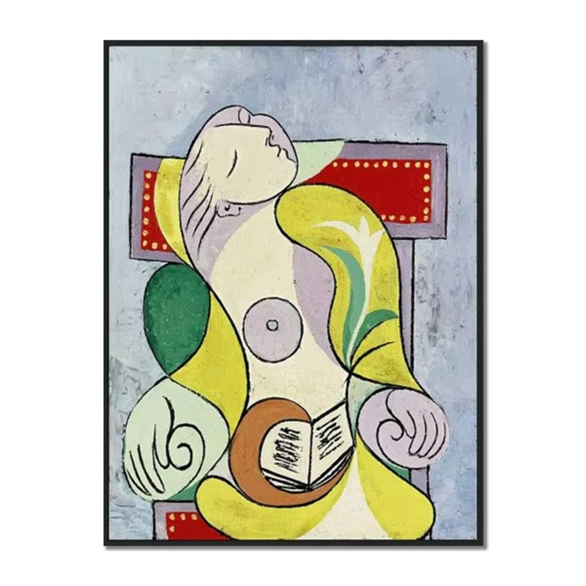 TPFLiving Kunstdruck (OHNE RAHMEN) Poster - Leinwand - Wandbild, Picassos berühmte Traumserie – Wandbild auf Leinwand (Leinwandbild XXL), Farben: Rot, Gelb, Grün, Blau, Schwarz, Braun -Größe: 20x30cm