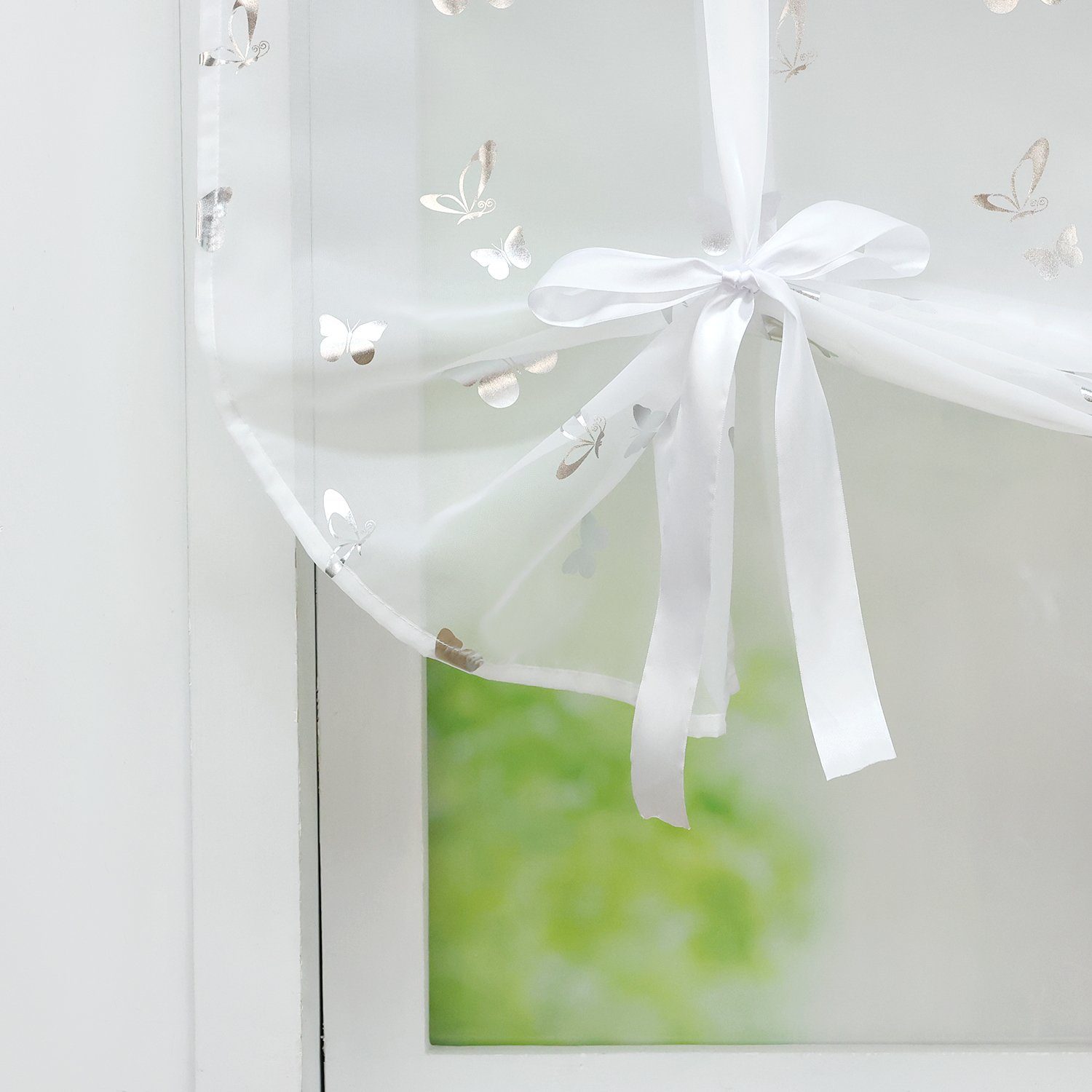 Joyswahl Bindegardine (1 St), Stangendurchzug, halbtransparent, Foliendruck günstig online kaufen