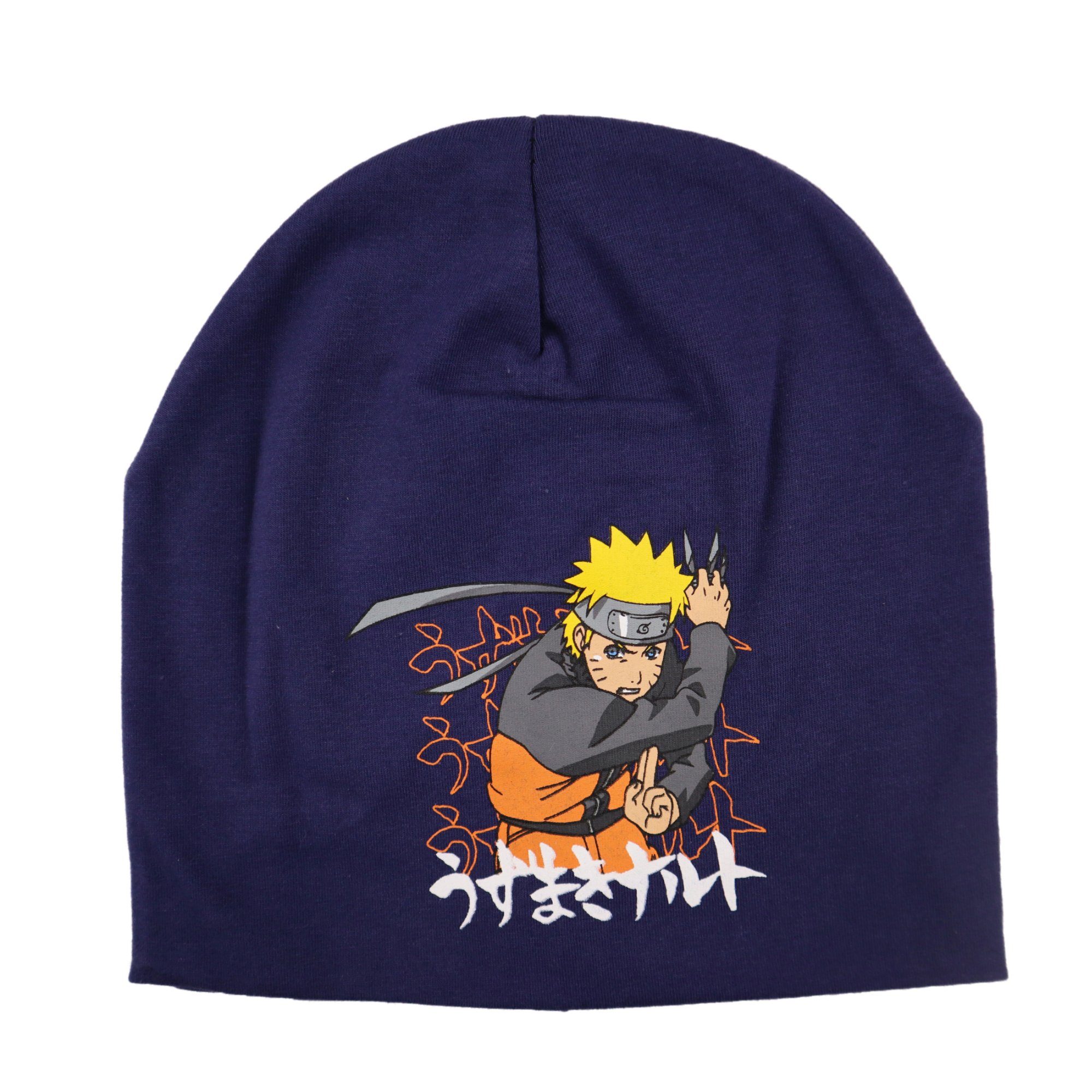 Naruto Jerseymütze Anime Naruto Shippuden Jungen Kinder Herbst Frühlingsmütze Gr. 54 bis 56 Dunkelblau