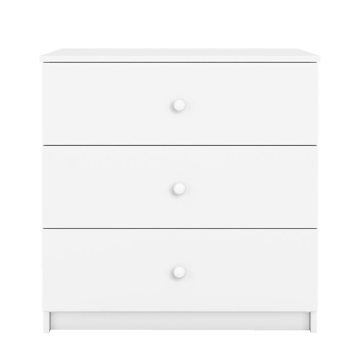 Beautysofa Kommode PAUL Weiß Kinderkommode (kommode mit 3 Schubladen, Klassisches, zeitloses Design in Weiß), Breite: 80 cm