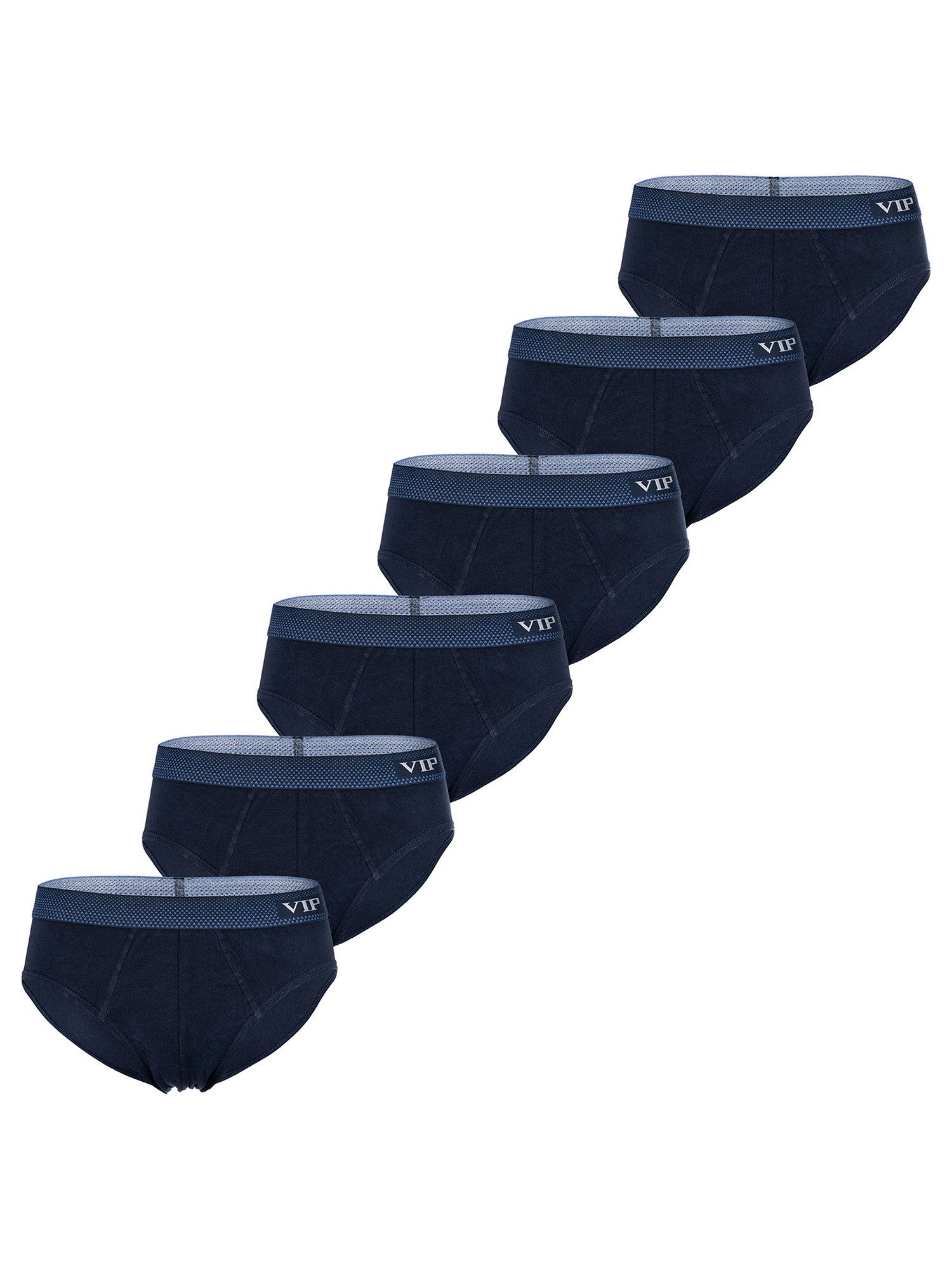VIP Slip Premium Jersey Stretch - 6er Set - klassische Unterhosen (6-St) Unterwäsche Männer Herren Uni Baumwoll-Mix (95% Baumwolle) 6-Pack