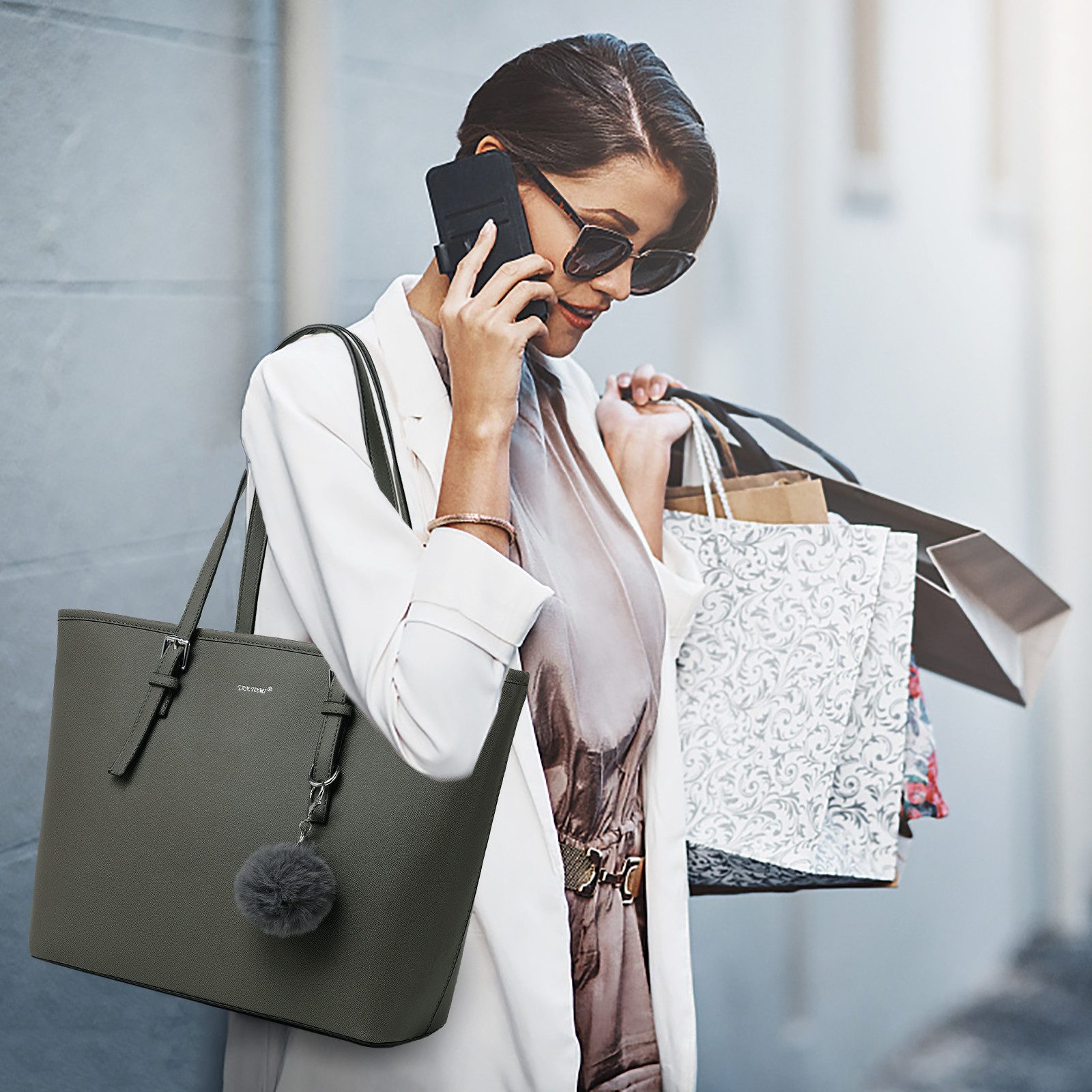 TAN.TOMI Shopper Damen Shopper Klassisch Elegante Handtasche Henkeltasche Schwarz, Groß Damen Schultertaschen, Geschenke für Frauen in schlichter Optik – Bild 2 von 5