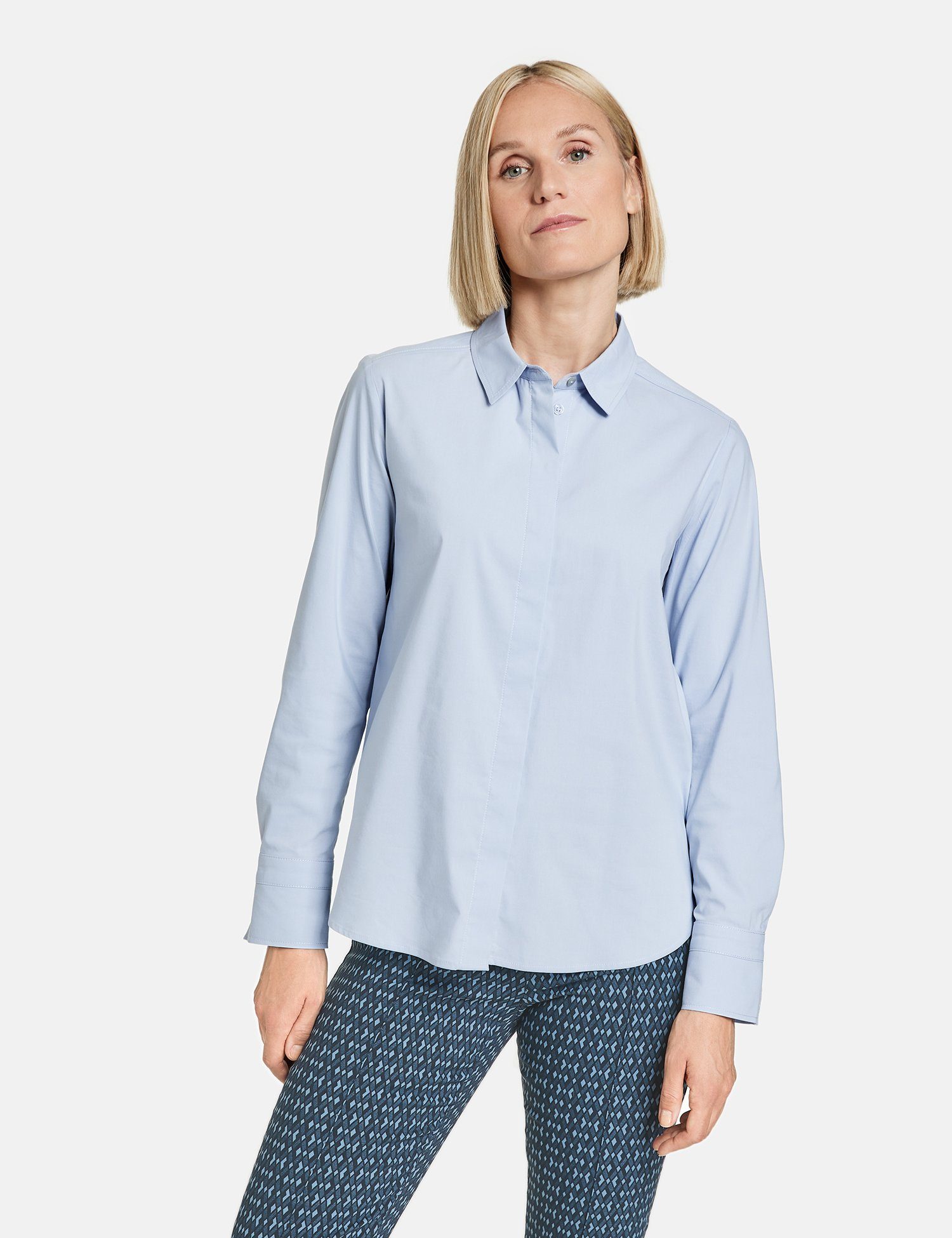 GERRY WEBER Langarmbluse Hemdbluse mit verdeckter Knopfleiste und Armriegel Powder Blue | Blusen