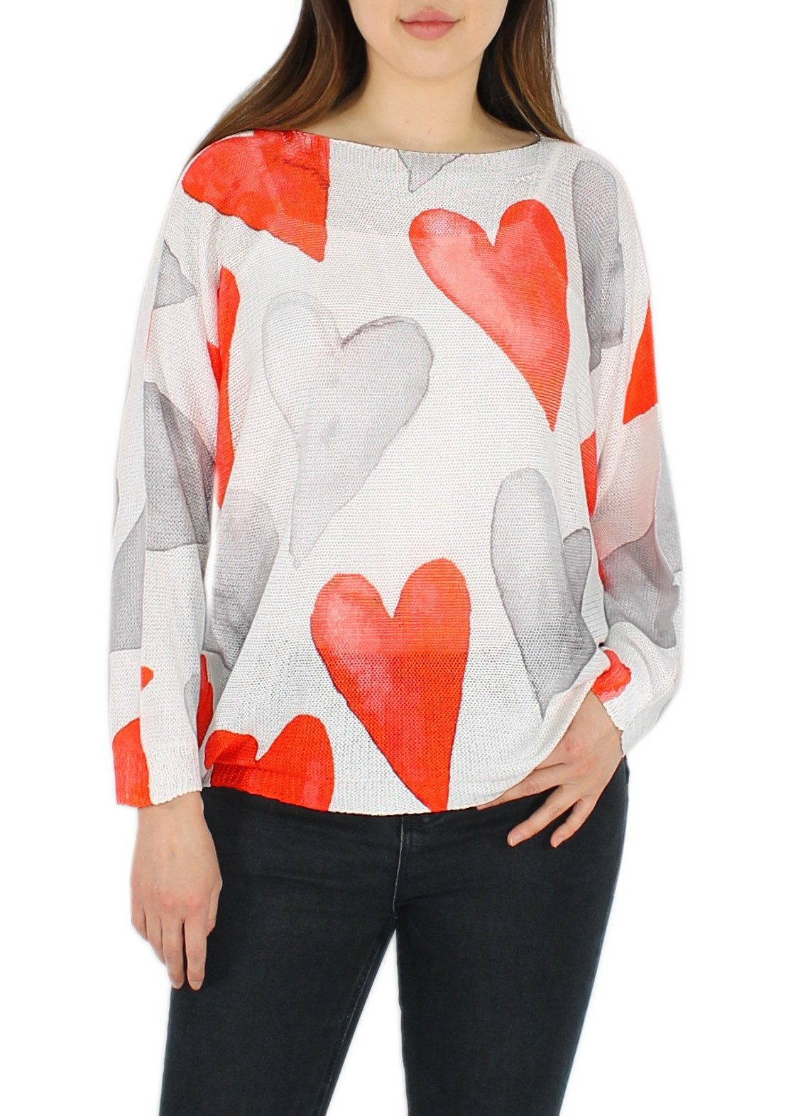 dy_mode Strandpullover Leichter Damen-Strickpullover mit Herz-Print günstig online kaufen