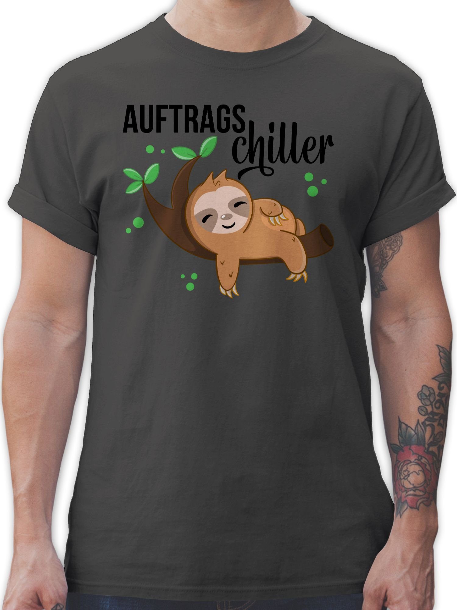 Shirtracer T-Shirt Auftragschiller mit Faultier schwarz Tiere Zubehör