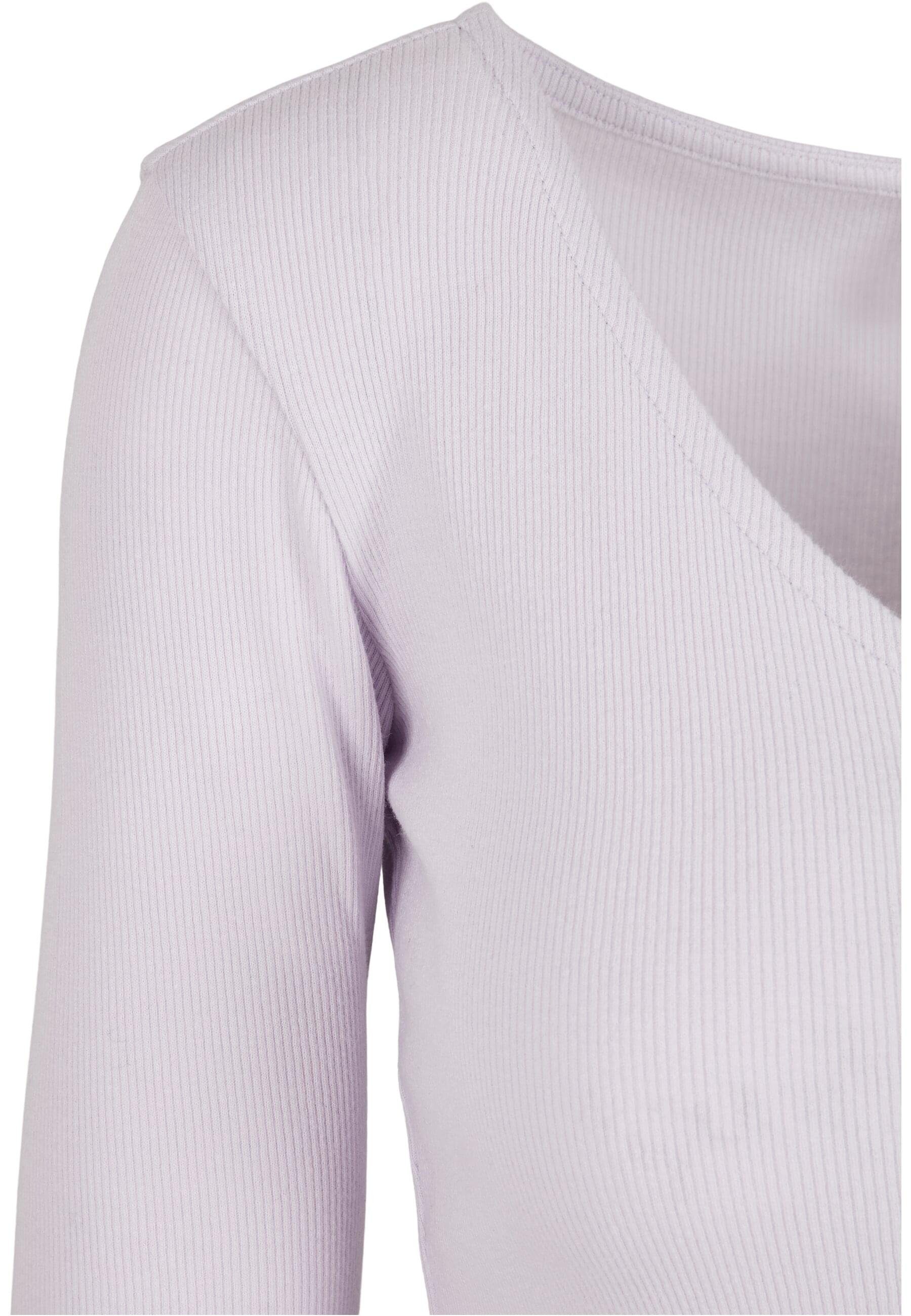 URBAN CLASSICS Cropped Cardigan softlilac Langarmshirt Ladies Rib Damen (1-tlg)