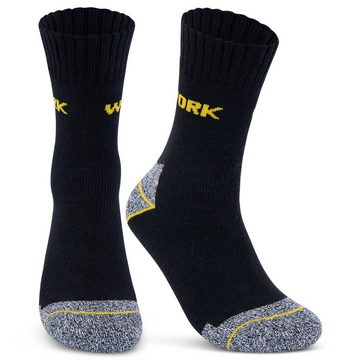 sockenkauf24 Arbeitssocken 10 Paar Work "THERMO" Herren Socken Arbeit mit Innenfrottee (43-46, Schwarz/Grau Meliert) verstärkt durch Vollfrottee - 10203