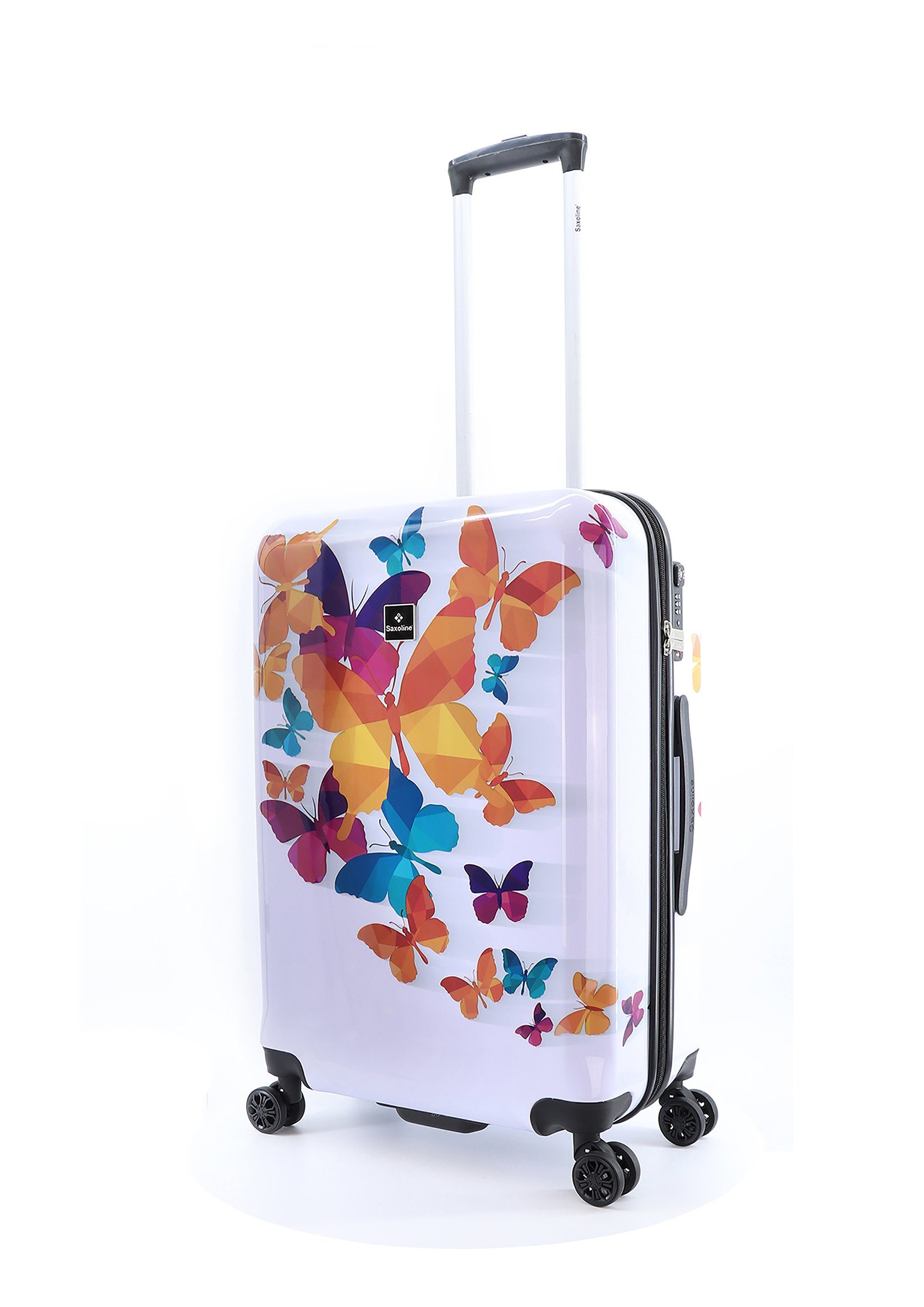 Saxoline® Koffer Schmetterling, 8 Rollen, mit arretierbarem  Aluminium-Trolleysystem