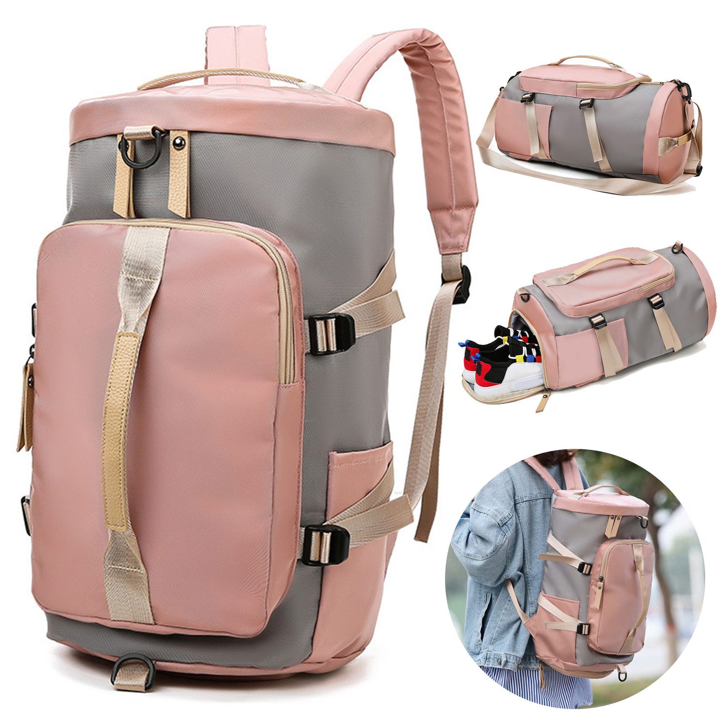 ZEUOPQ Sporttasche Sporttasche Handtasche Schultertasche Seesack Sport mit Schuhfach, Trainingstasche Sporttasche Freizeit Arbeit Business