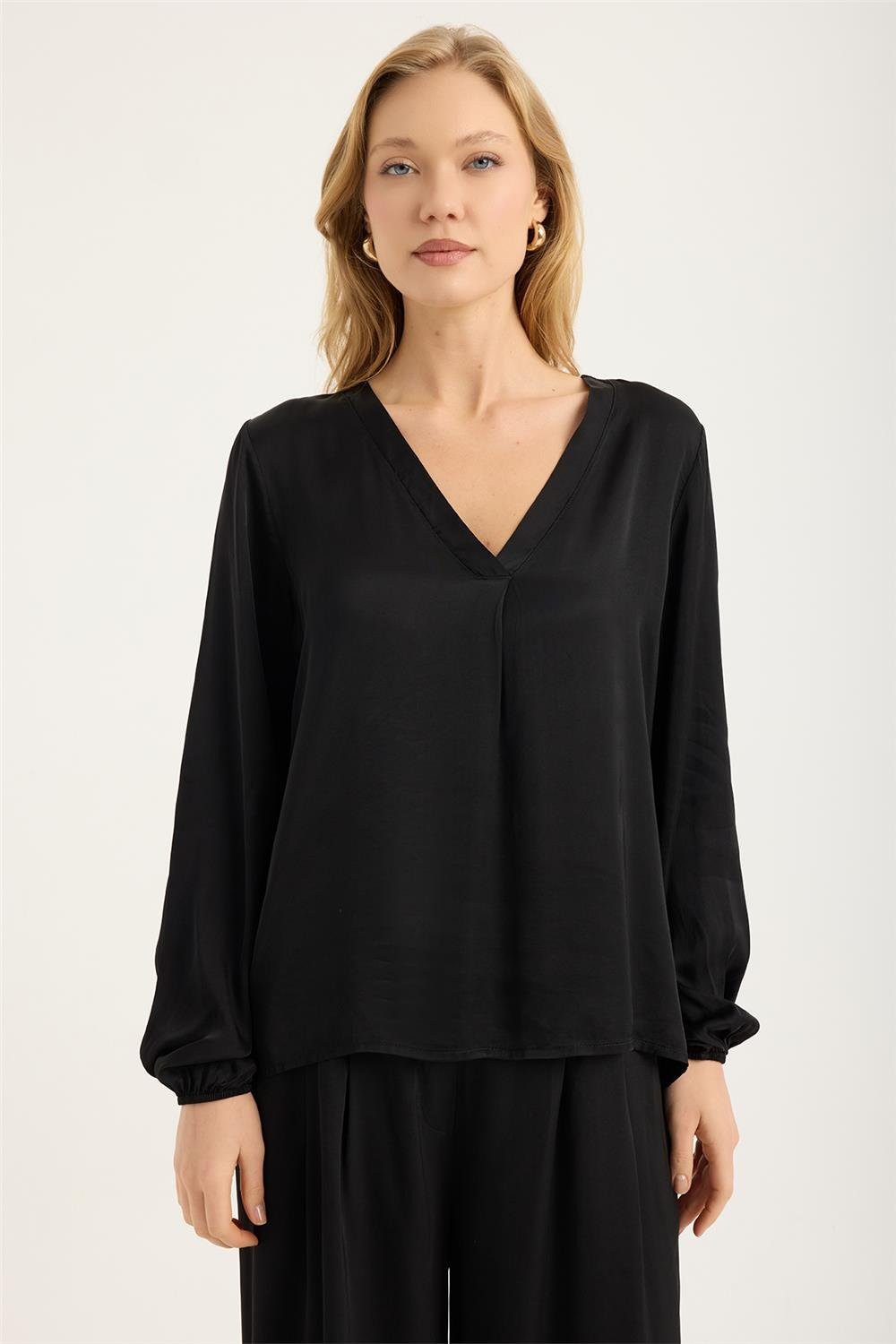 HomeStore Blusentop V-Ausschnitt Bluse mit Gummizug