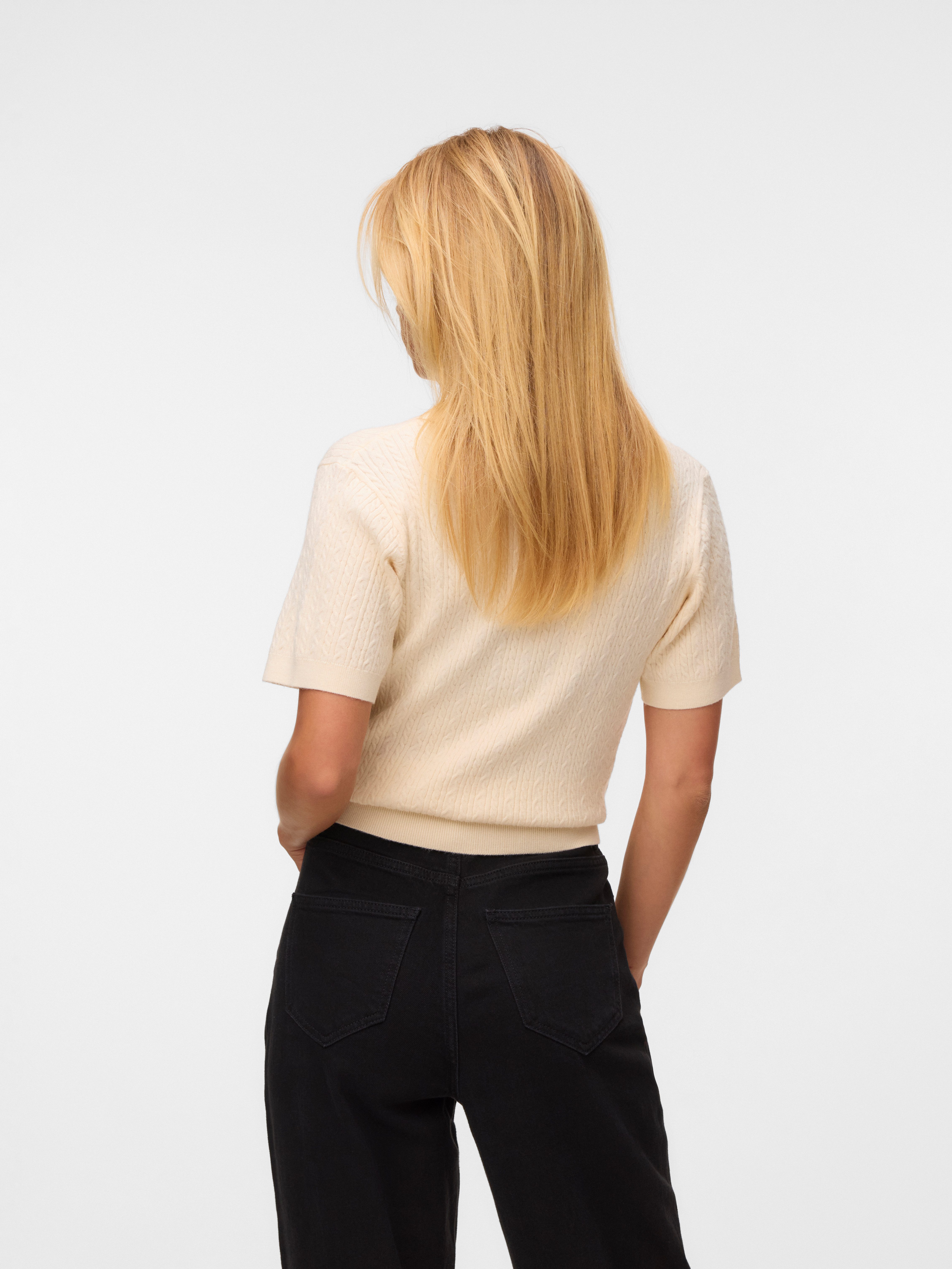 Vero Moda Polokragenpullover VMGOLD CABLE SS POLONECK PULLOVER Viskosemischung, regular fit