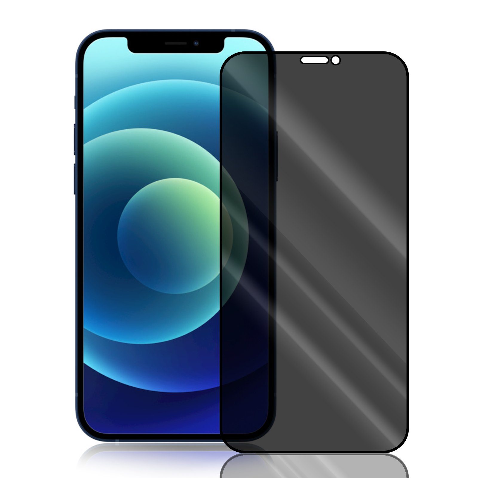 Numerva Schutzfolie Panzer Folie für Apple iPhone 12 Echt Glas Folie, (1x Schutzfolie 2x Reinigungstücher), Anti Spy Schutzfolie Blickschutz Glasfolie Sichtschutzfolie