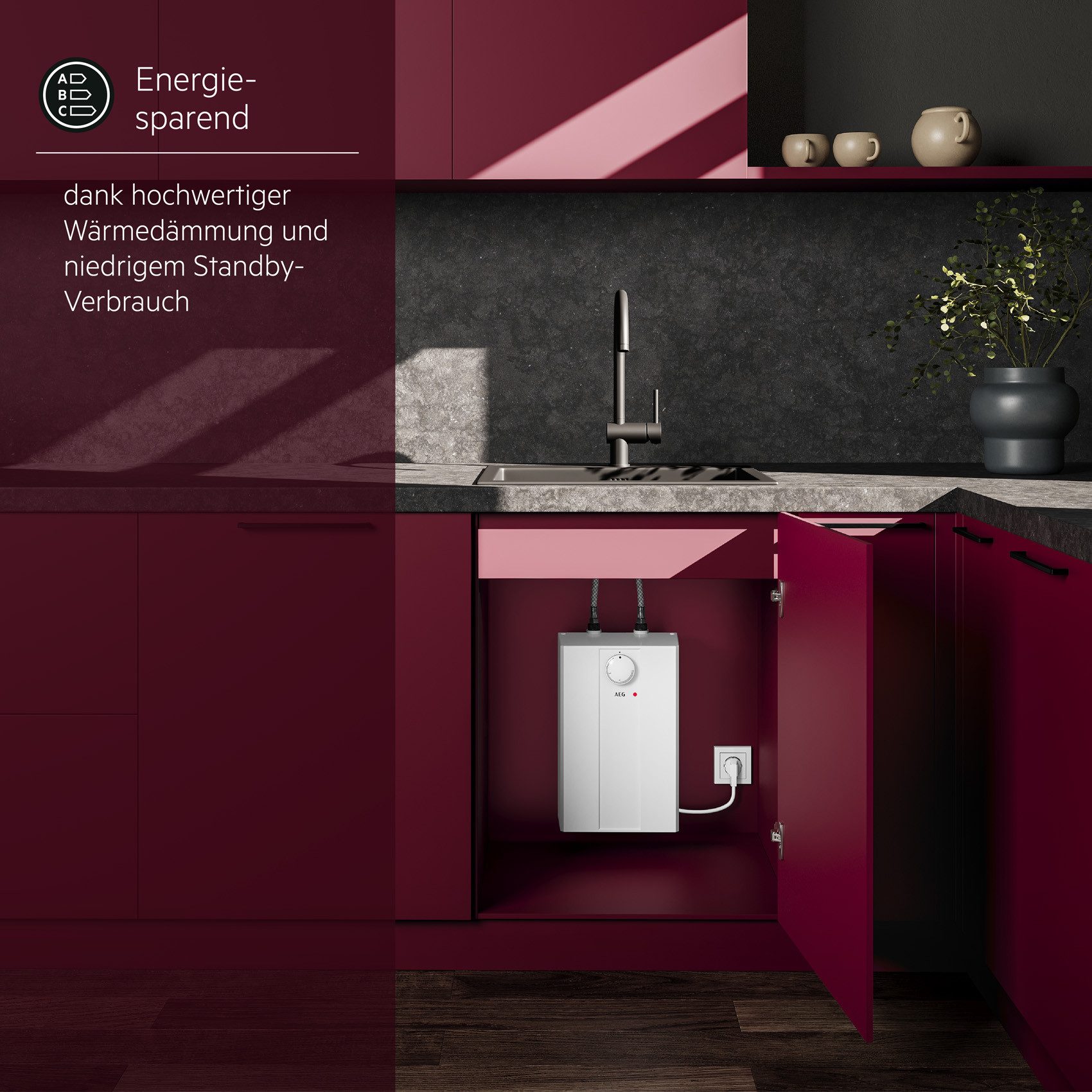 AEG Haustechnik Kleinspeicher Huz 5 Basis, Untertischboiler 5 Liter, (max. 85°C), Niederdruck, mit Stecker