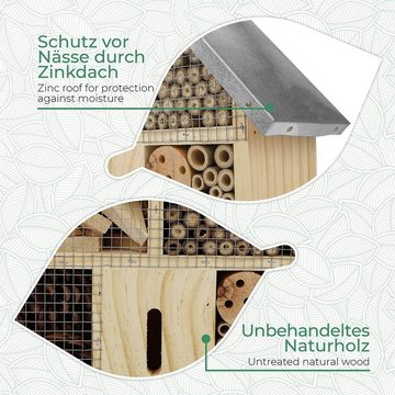 WILDLIFE FRIEND Schlüsseltasche Insektenhotel aus Holz mit Metalldach, Metalldach 1 Stück (1er Pack) Massivholz