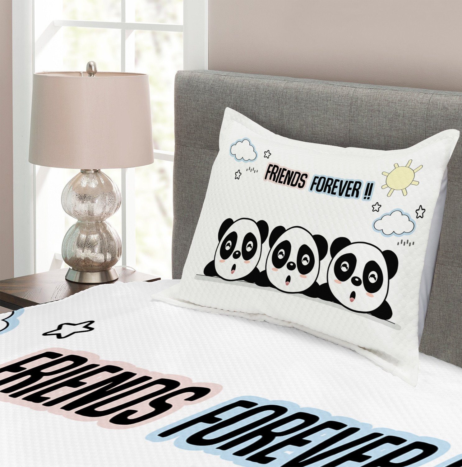 Kissenbezügen Pandas İmmer Für 3 Freunde Waschbar, Set Abakuhaus, Entwurf mit Tagesdecke