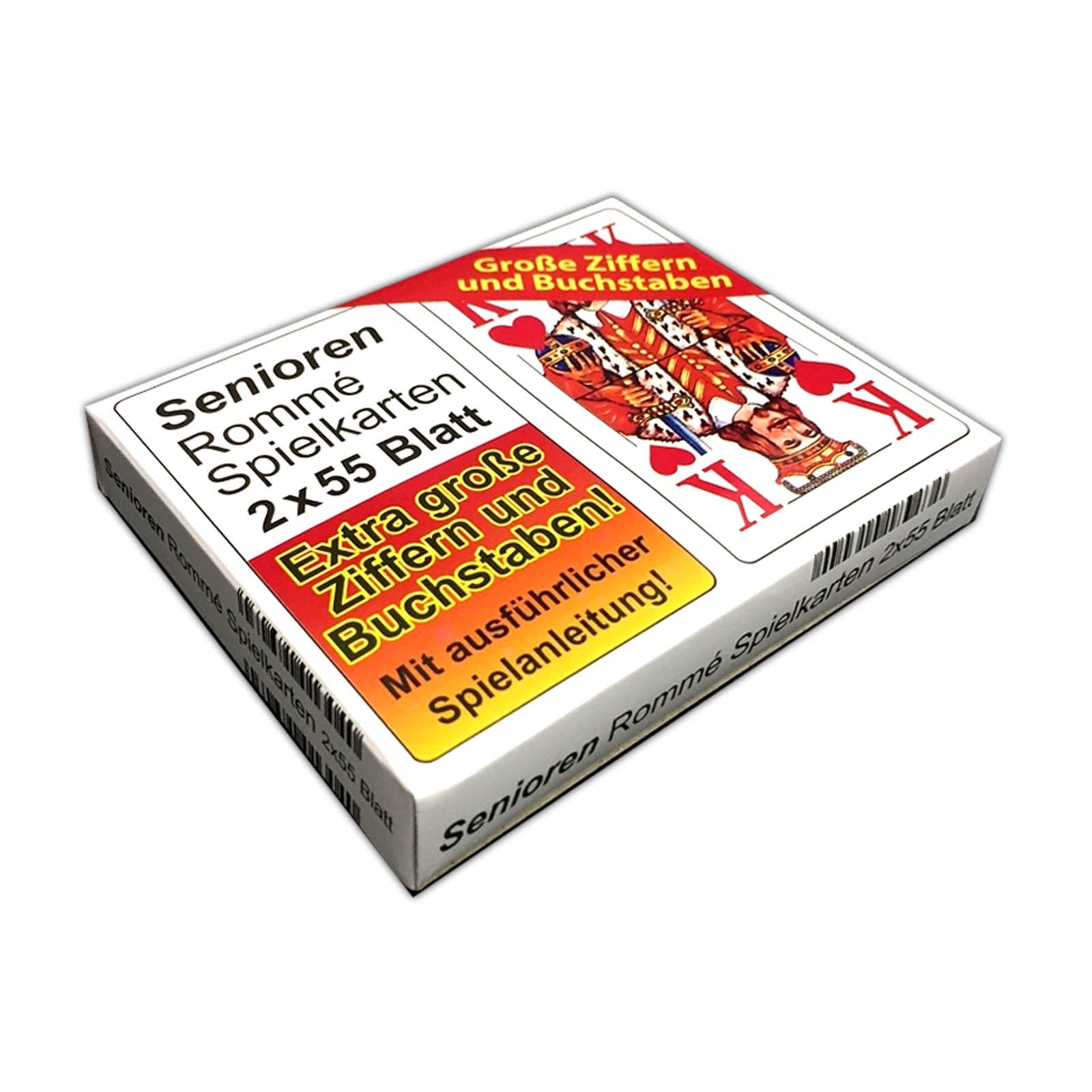HAC24 Spiel 10er Set Senioren Romme Spielkarten Canasta Bridge Karten, je 2x55 Kartendeck große Schrift