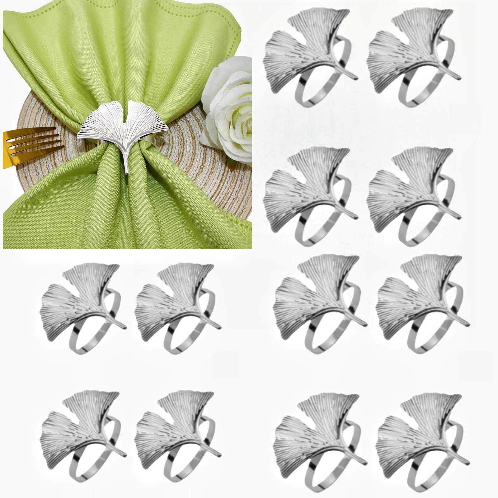 CLTYQ Салфеткиring 12 Stück Салфеткиringe, Blattform Салфеткиringe, Elegante Metall, (12-tlg), Салфеткиring für Weihnachten Hochzeitsfeier Abendessen Festival