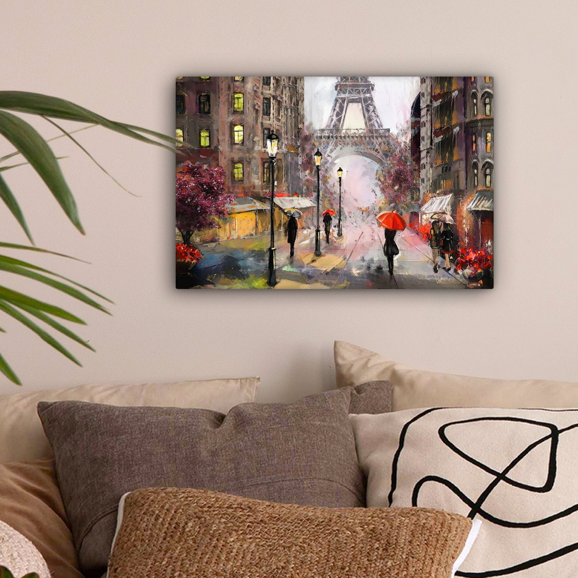 OneMillionCanvasses® Leinwandbild Kunstdrucke - Paris - Eiffelturm - Regens günstig online kaufen