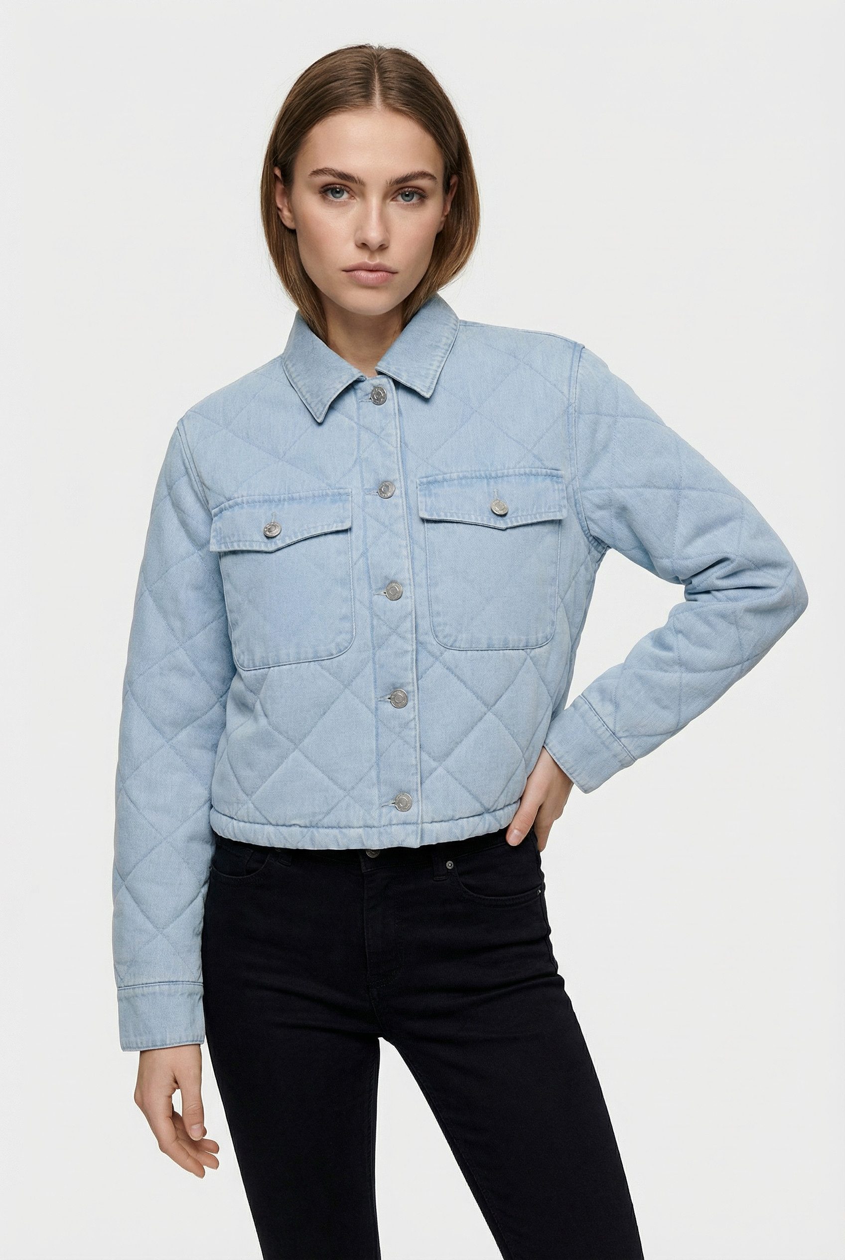 ONLY Kurzjacke ONLMIST WASHED QUILT JACKET CC OTW im Denim Look mit gestepp günstig online kaufen