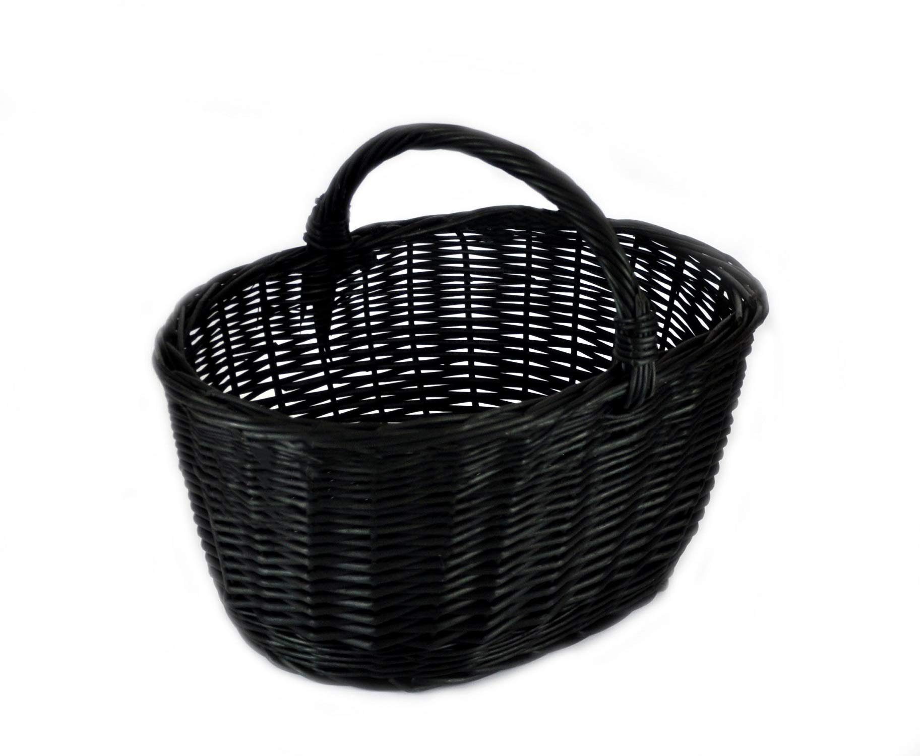 MyBer® Einkaufskorb Korb aus Weide Stabiler Tragekorb Weidenkorb geflochten, schwarz 46/33/25cm K1-113-S