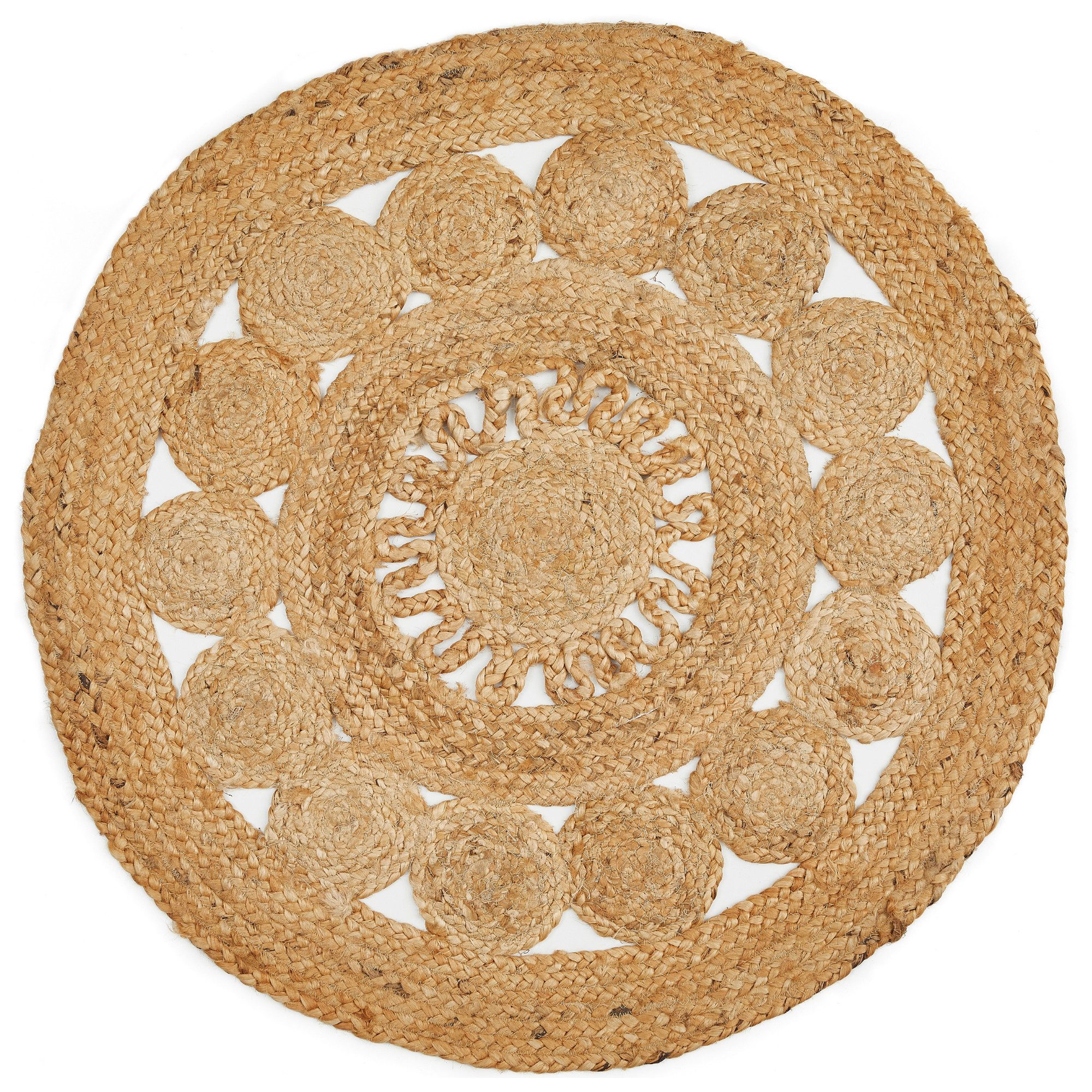 LUXOR living Teppich Balo, rund, Höhe: 6 mm, Juteteppich, reine Naturfaser, handgeflochten, Flecht Design