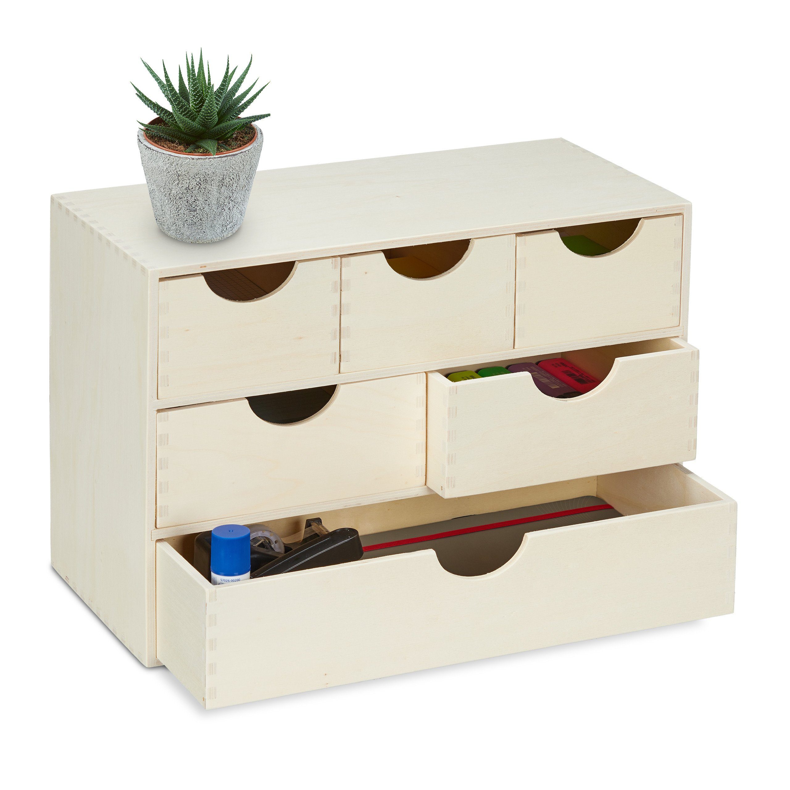relaxdays Schubladenbox Holz