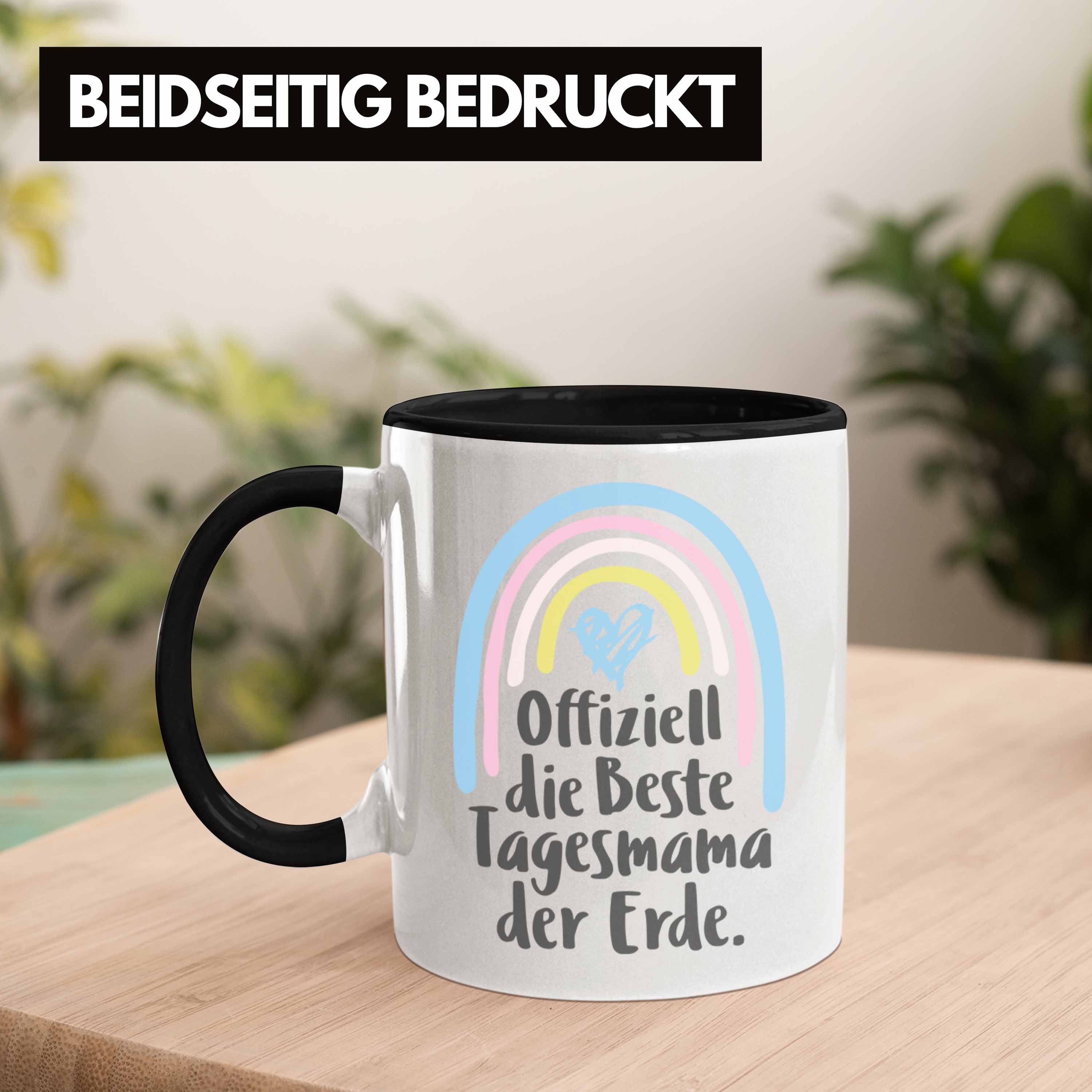 Beste Tasse Tasse - Erzieherin Schwarz Geschenkidee Trendation Herz Tagesmama Geschenk Aufpasserin mit Erde Trendation Tagesmutter der