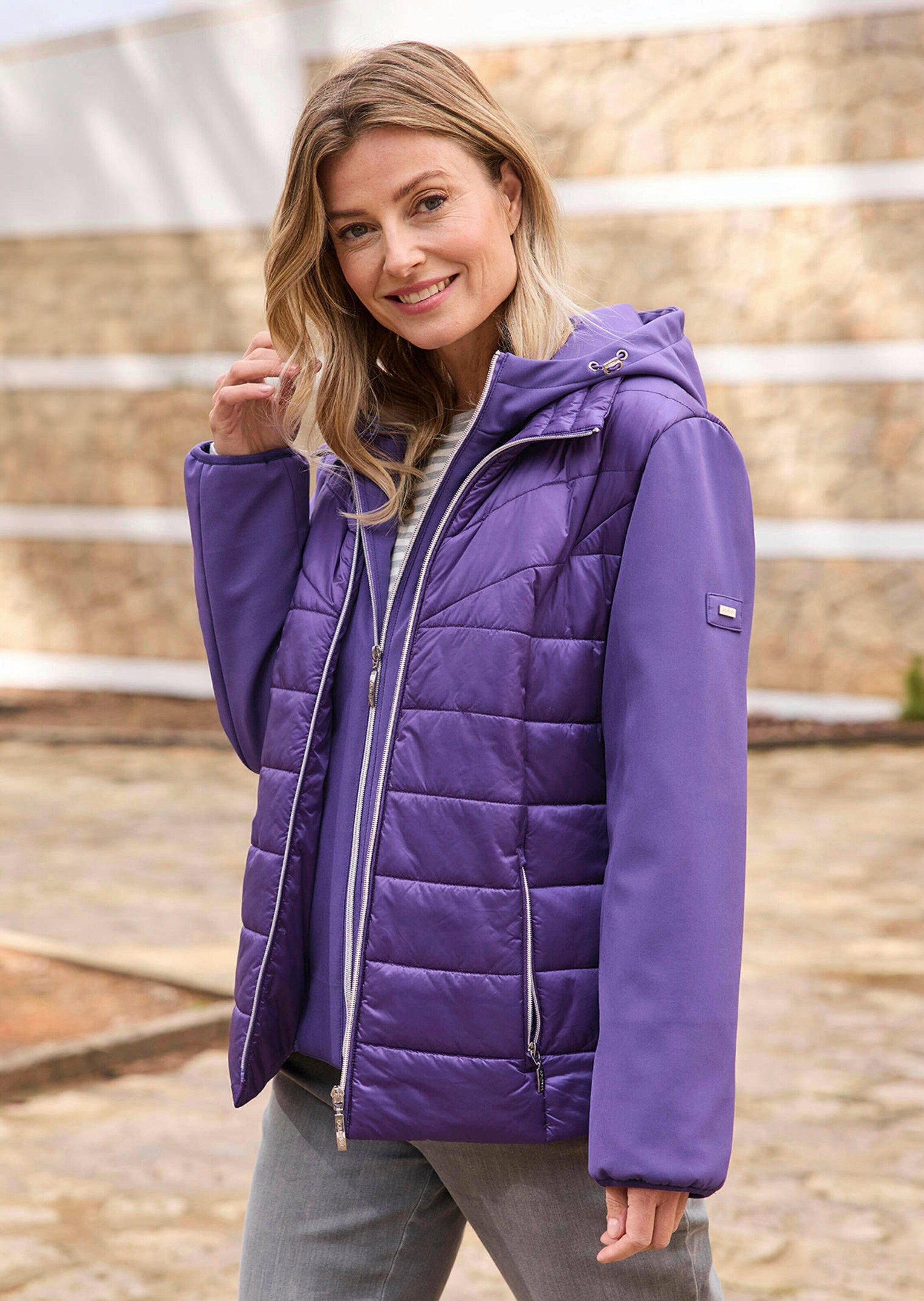 GOLDNER Outdoorjacke Sportive Steppjacke mit Kapuze Winterjacke mit Stehkragen, Reißverschlüssen, Taschen und Langarm