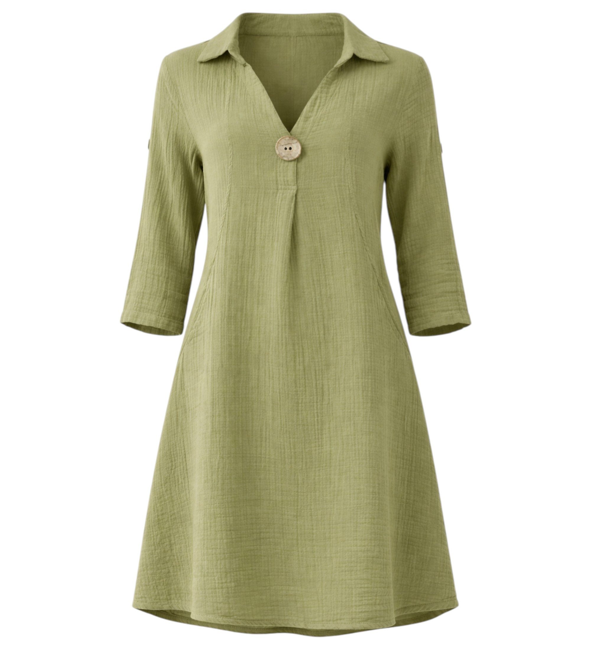 WENOR Tunikakleid Damen Musselin Bluse Sommerkleid V-Ausschnitt