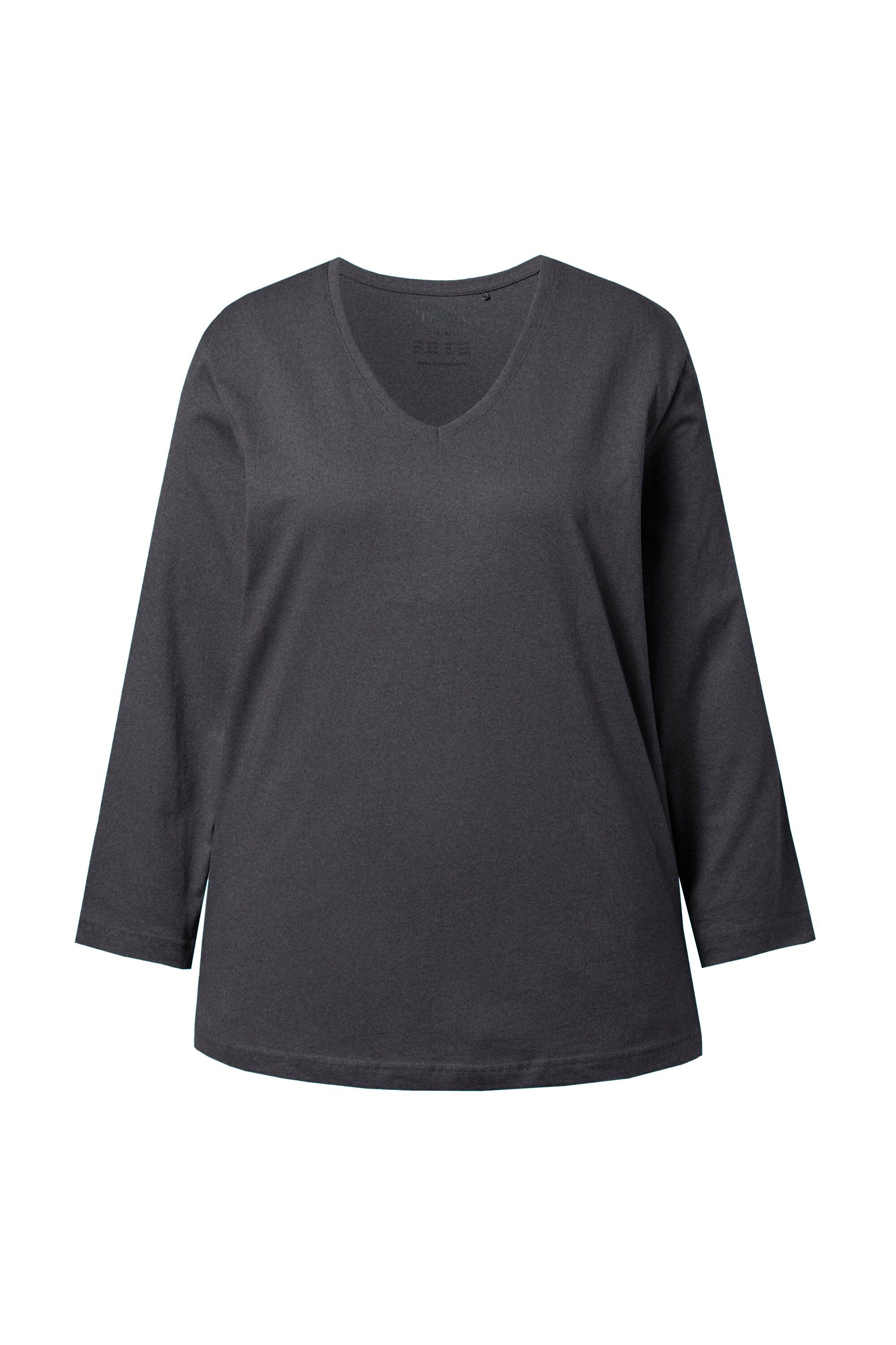 Ulla Popken T-Shirt Shirt V-Ausschnitt Relaxed Langarm günstig online kaufen