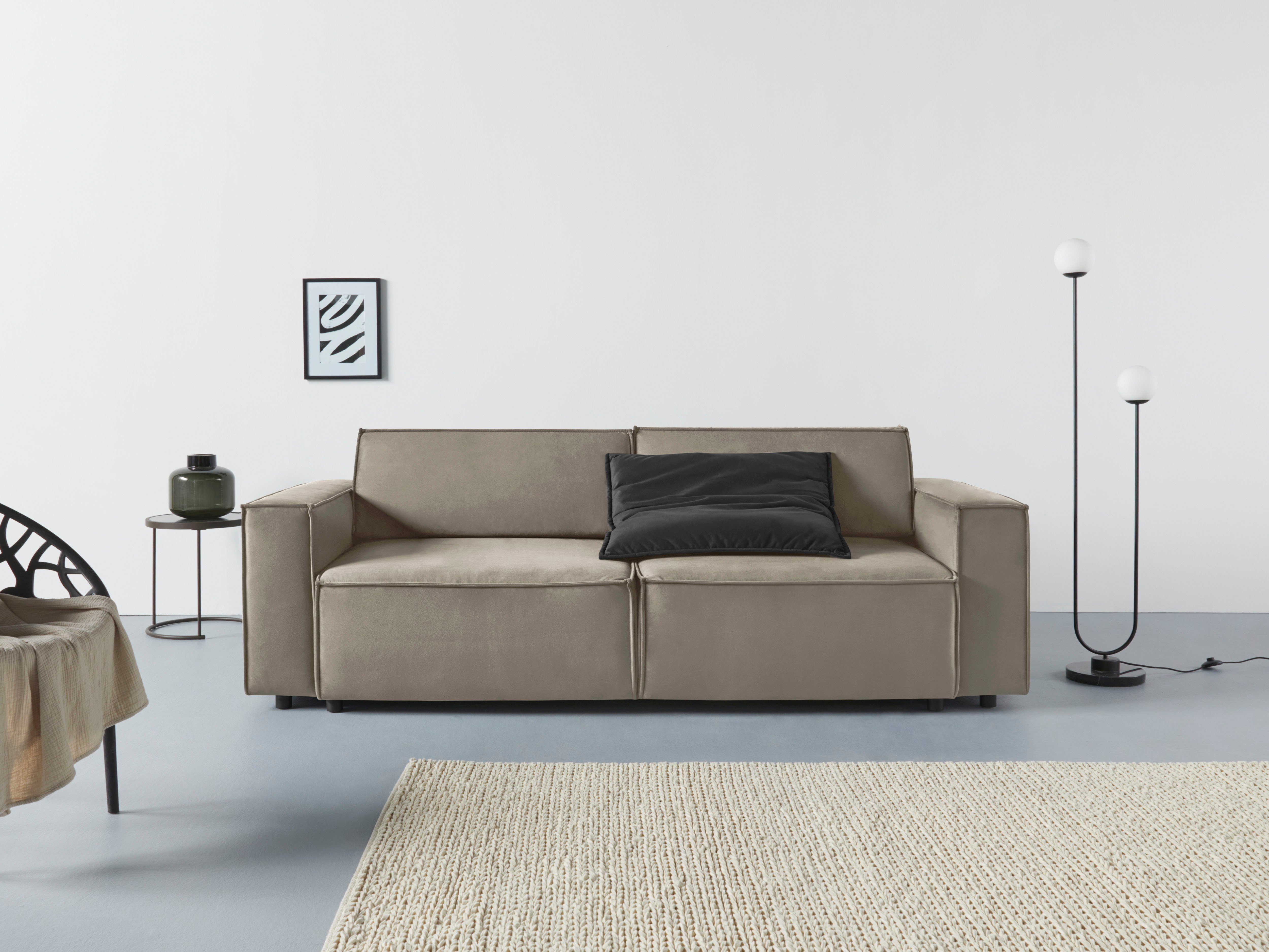 Home affaire Schlafsofa Marva, B: 245 cm, Liegel. 152x190 cm, Schlaffunktion, Bettkasten & 1 Zierkissen, Federkern