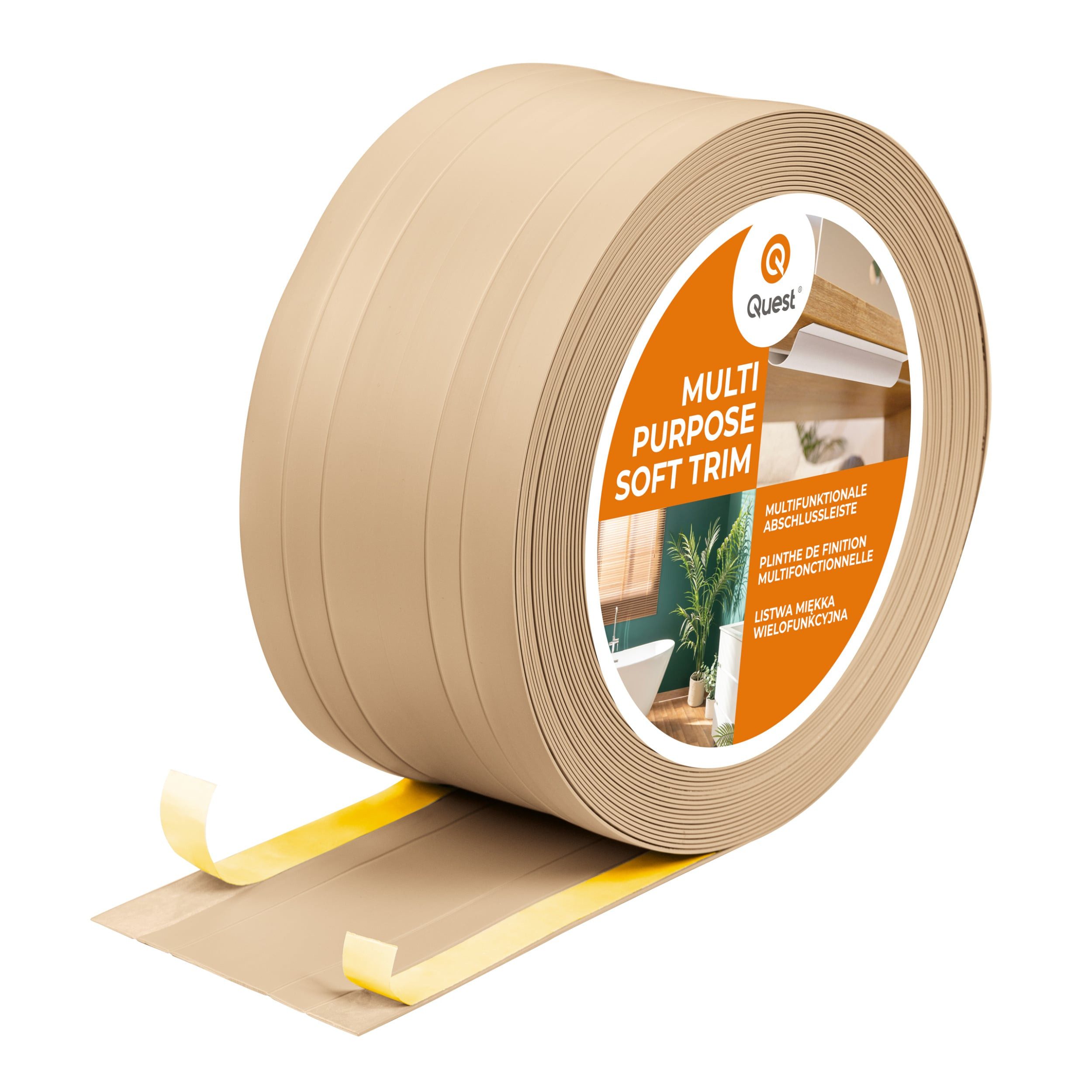 Quest Abschlussleiste Multifunktionsleiste W4 2in1 selbstklebend 110 mm, Selbstklebend, Kunststoff (PVC), 1-St., selbstklebend, 2in1, 110 mm, 5-m-Rolle