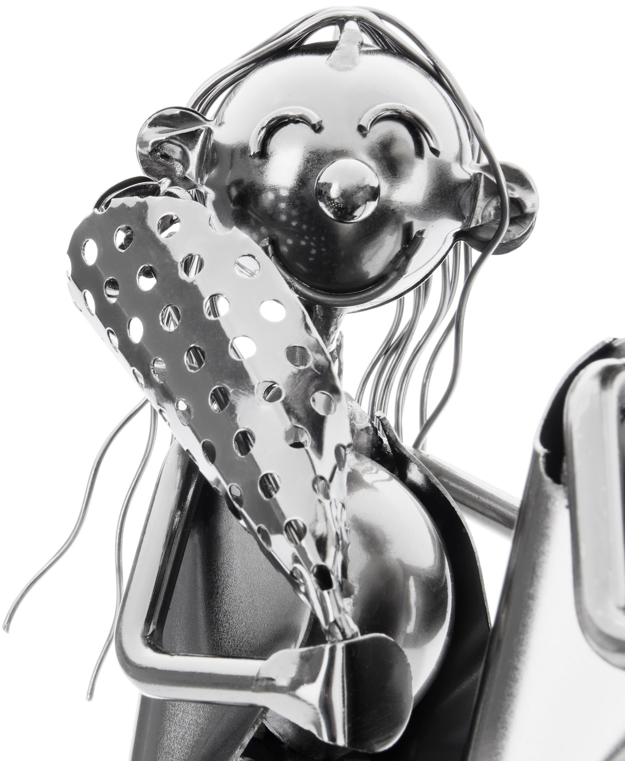 BRUBAKER Weinflaschenhalter Liebespaar auf Herz Pfeil - Metall Flaschenhalter Paar mit Ballons, (Wein Geschenk zum Valentinstag, 1-St), 34 cm Dekoration Flaschenständer mit Grußkarte