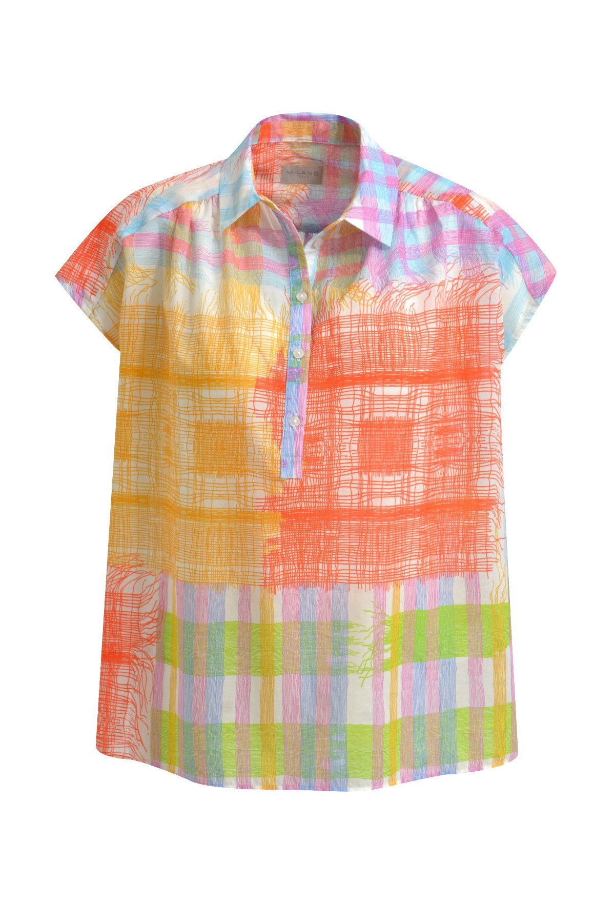 Kurzarmbluse Milano Italy Bluse ohne Arm colorful Print
