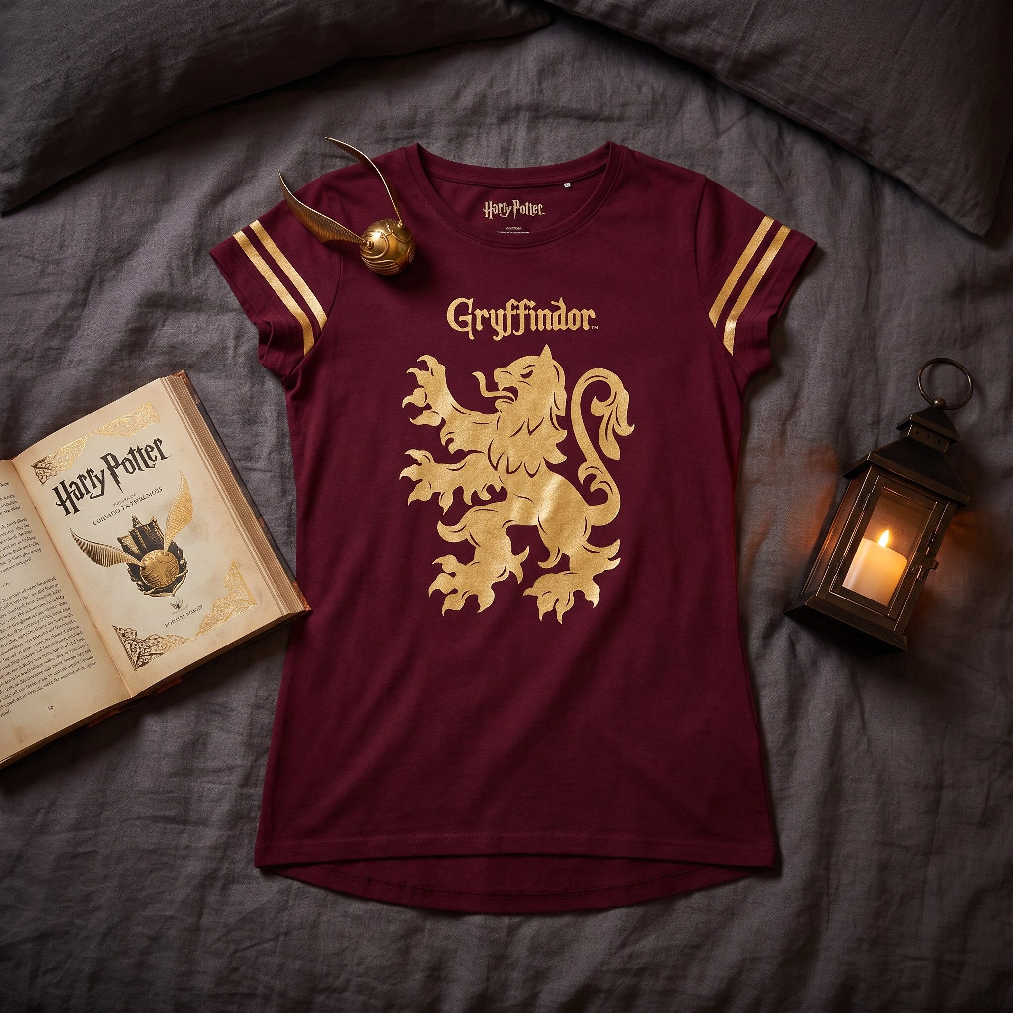Harry Potter Schlafanzug Harry Potter Hogwarts Gryffindor Damen kurzarm Schlafshirt Gr. S bis XL