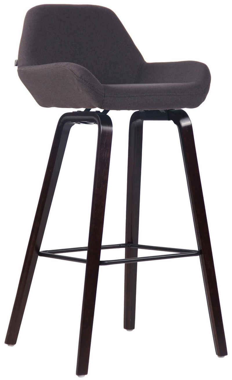 TPFLiving Barhocker New York mit bequemer Rückenlehne und angenehmer Fußstütze (Barstuhl Hocker für Theke & Küche - Tresenhocker), 4-Fuß Gestell Eichenholz walnus - Sitzfläche: Stoff Schwarz