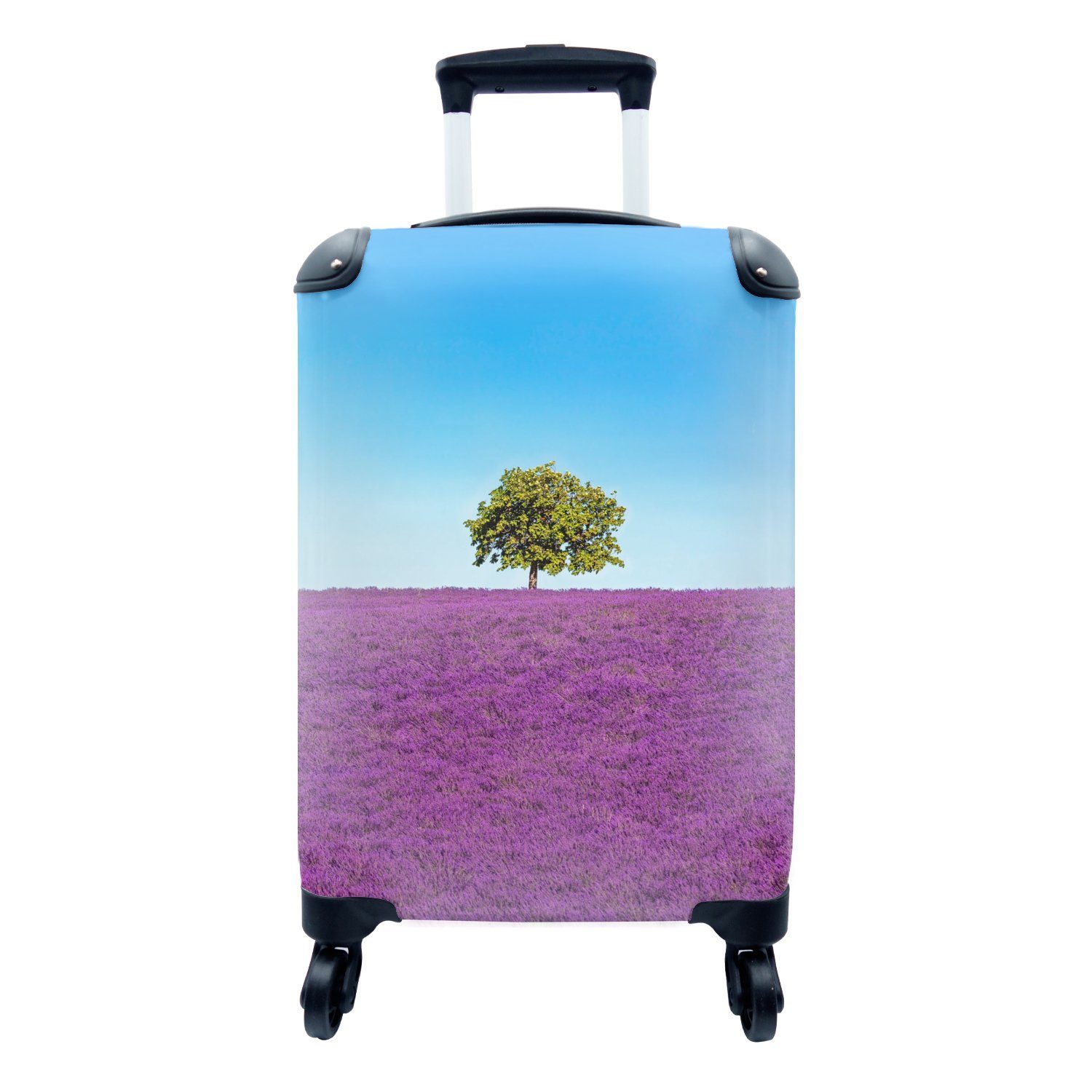 MuchoWow Handgepäckkoffer Baum - Lila - Himmel - Lavendel, 4 Rollen, Reisetasche mit rollen, Handgepäck für Ferien, Trolley, Reisekoffer | Handgepäck-Koffer