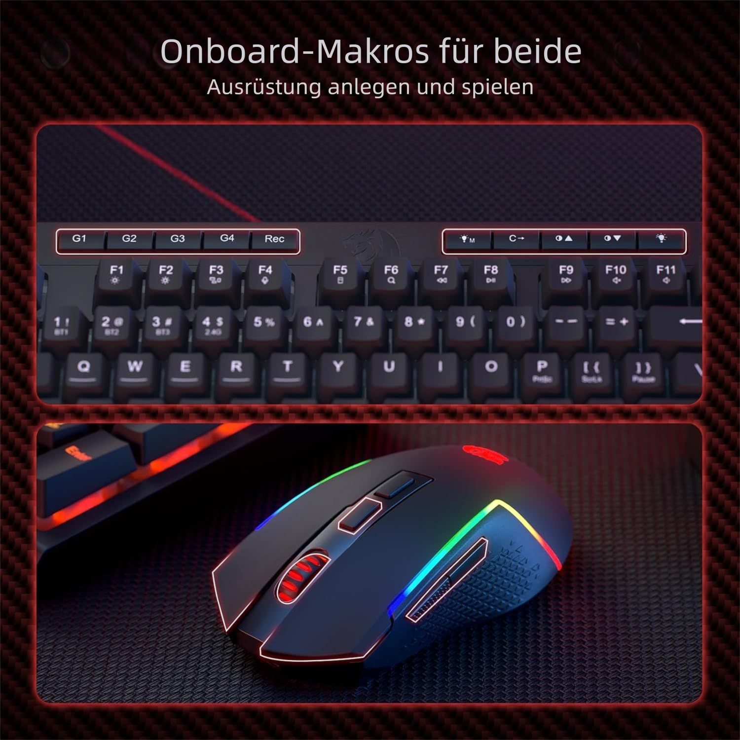 Redragon S142 Membrantastatur mit Maus, Gaming Tastatur- und Maus-Set, 2,4 GHz/Bluetooth/kabelgebunden, RGB, Anti-Ghosting, Programmierbar