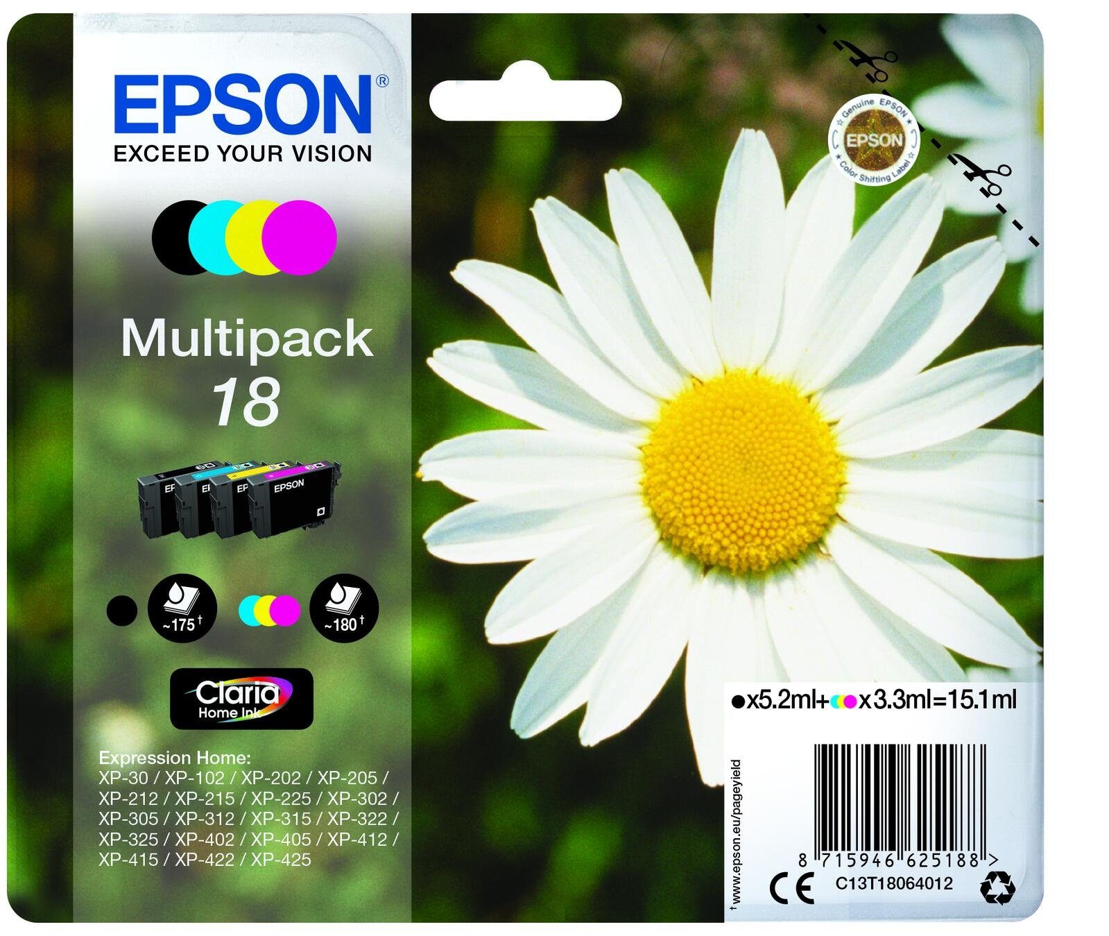 Epson Epson 18 Gänseblümchen Druckerpatronen 4er Multipa Tintenpatrone