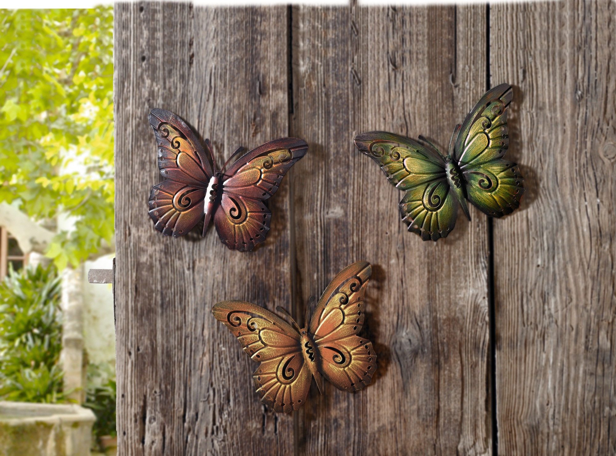 Frank Flechtwaren Gartenfigur, Metalldeko Schmetterling 3er günstig online kaufen