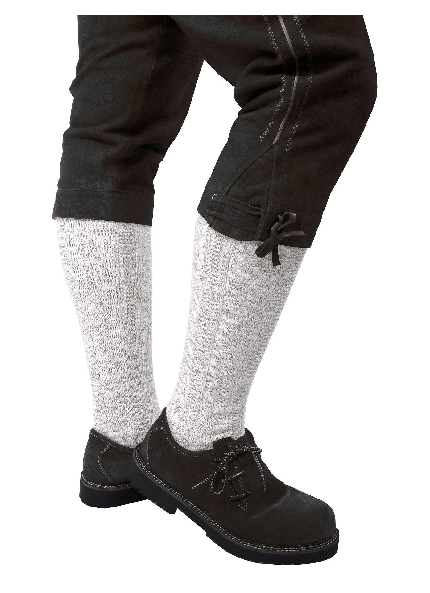 Moschen-Bayern Trachtensocken Trachtenstrumpf Herren Trachtenstrümpfe Trachtenkniestrumpf Weiß aus weicher Baumwoll-Mischung