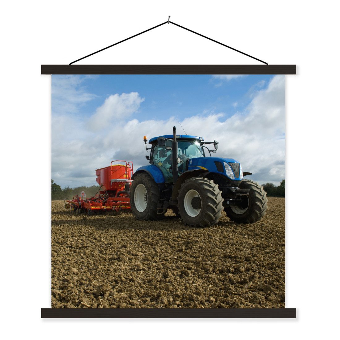 Poster Traktor - Blau - Landleben - Wolken