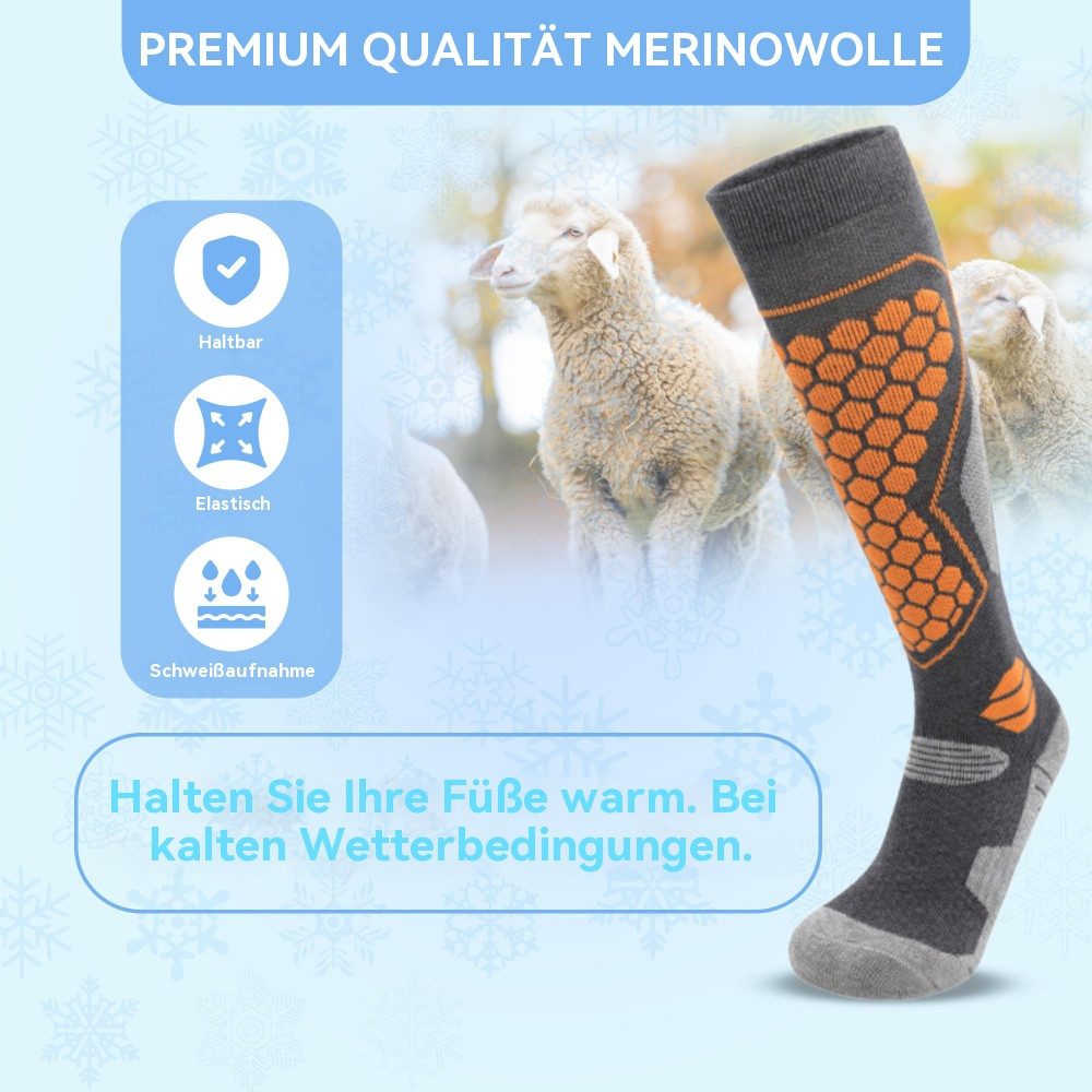 Blusmart Skisocken Rutschfeste Wandersocken für Männer und Frauen (Weich und atmungsaktiv, 1-Paar, Schutz für Fußgewölbe und Achillessehne) Für kaltes Wetter, warme Socken